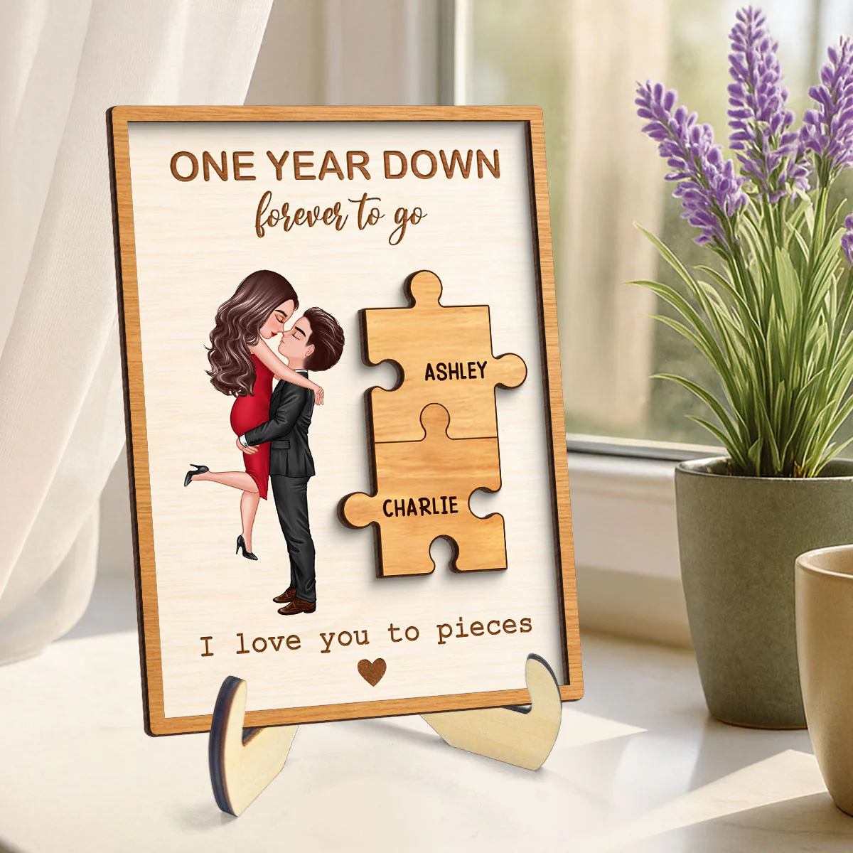 I Love You to Pieces Couple Love - Personalized 2-Layered Wooden Plaque - Sentimental Anniversary Gift, Valentine's Day Gift for Her, for Him - Image 6