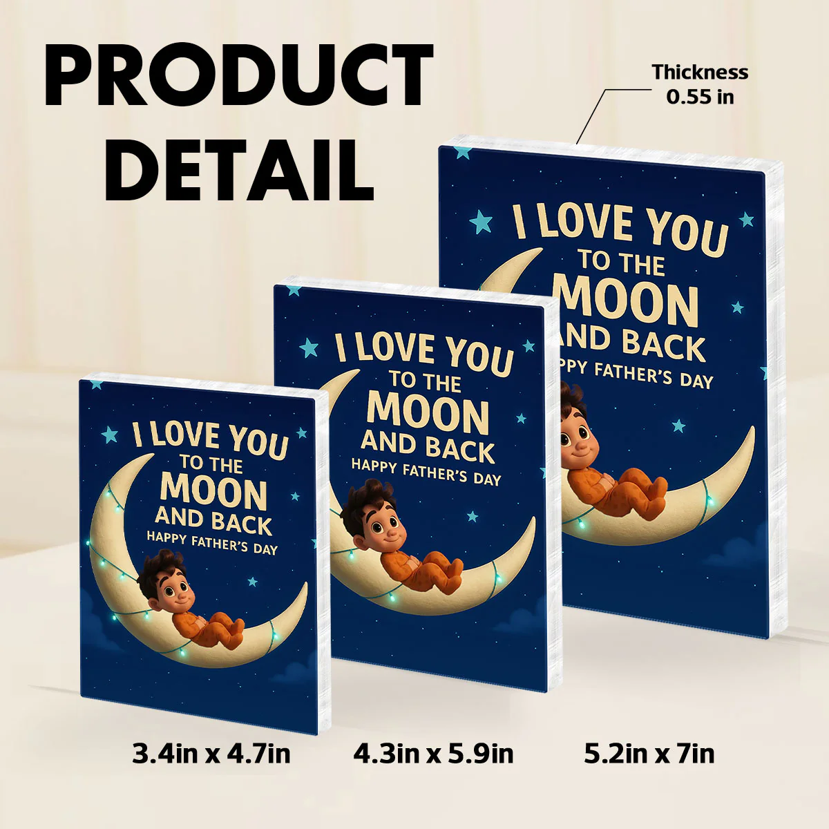 I Love You to the Moon and Back Personalized Acrylic Block Plaque,  Gift for Dad - Image 11