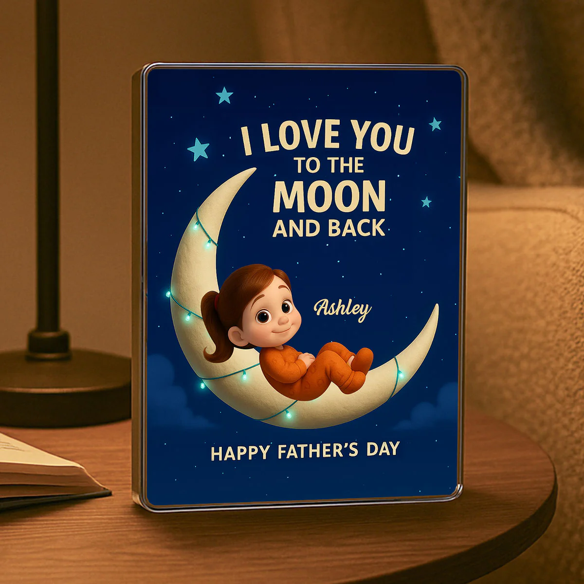 I Love You to the Moon and Back Personalized Acrylic Block Plaque,  Gift for Dad - Image 2