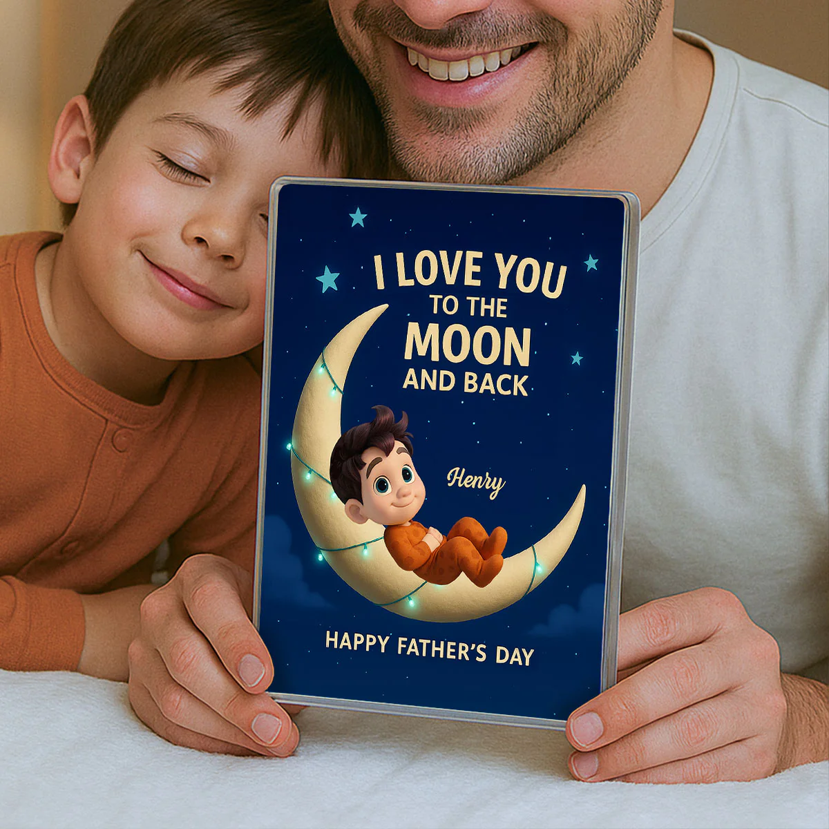 I Love You to the Moon and Back Personalized Acrylic Block Plaque,  Gift for Dad - Image 3