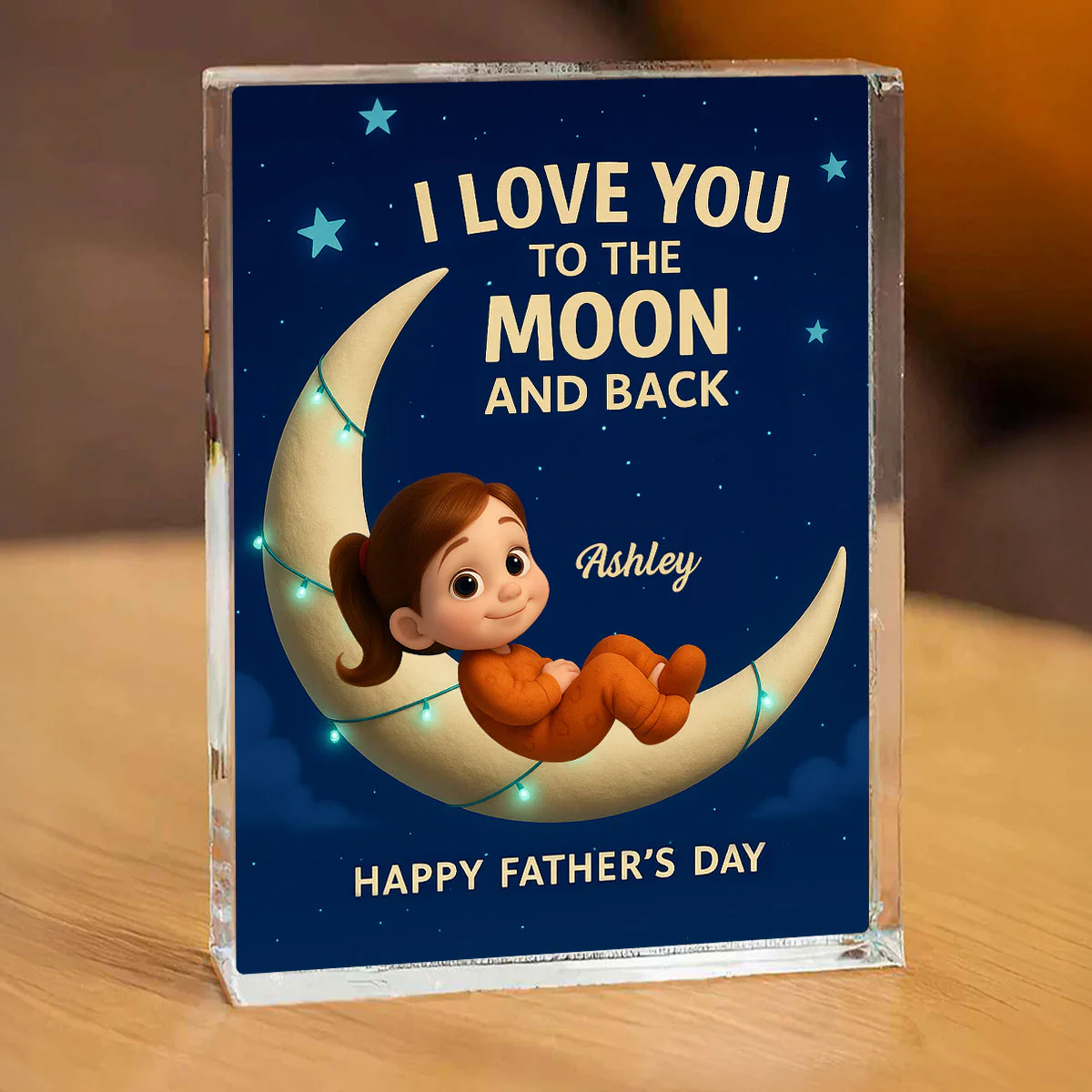 I Love You to the Moon and Back Personalized Acrylic Block Plaque,  Gift for Dad - Image 5