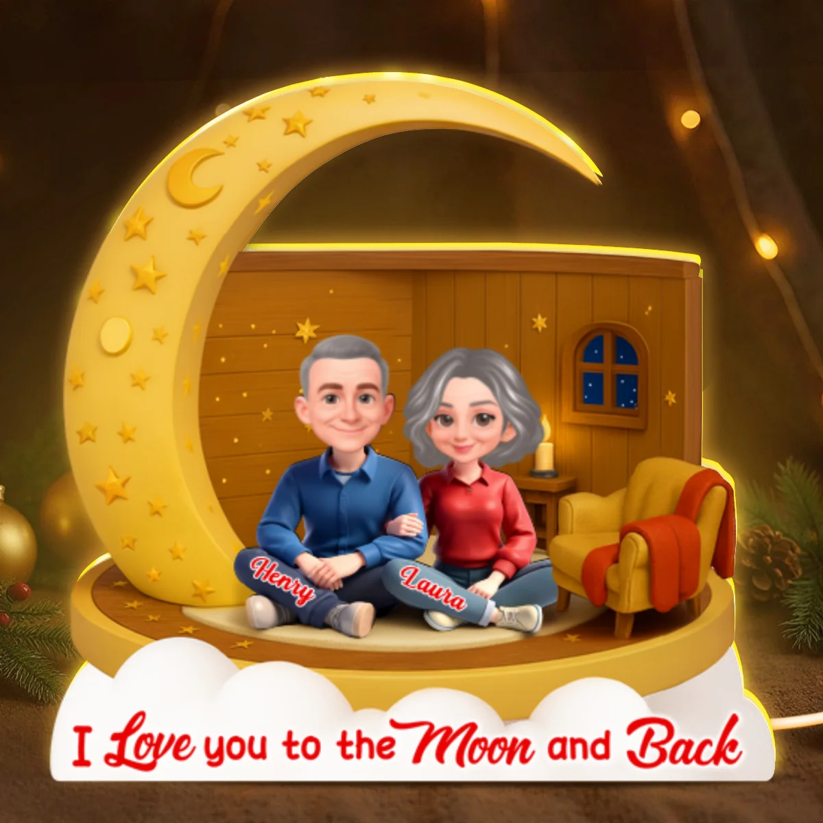 I Love You To The Moon And Back - Personalized Light Box - Gift for Couple, for Him, for Her - Image 10