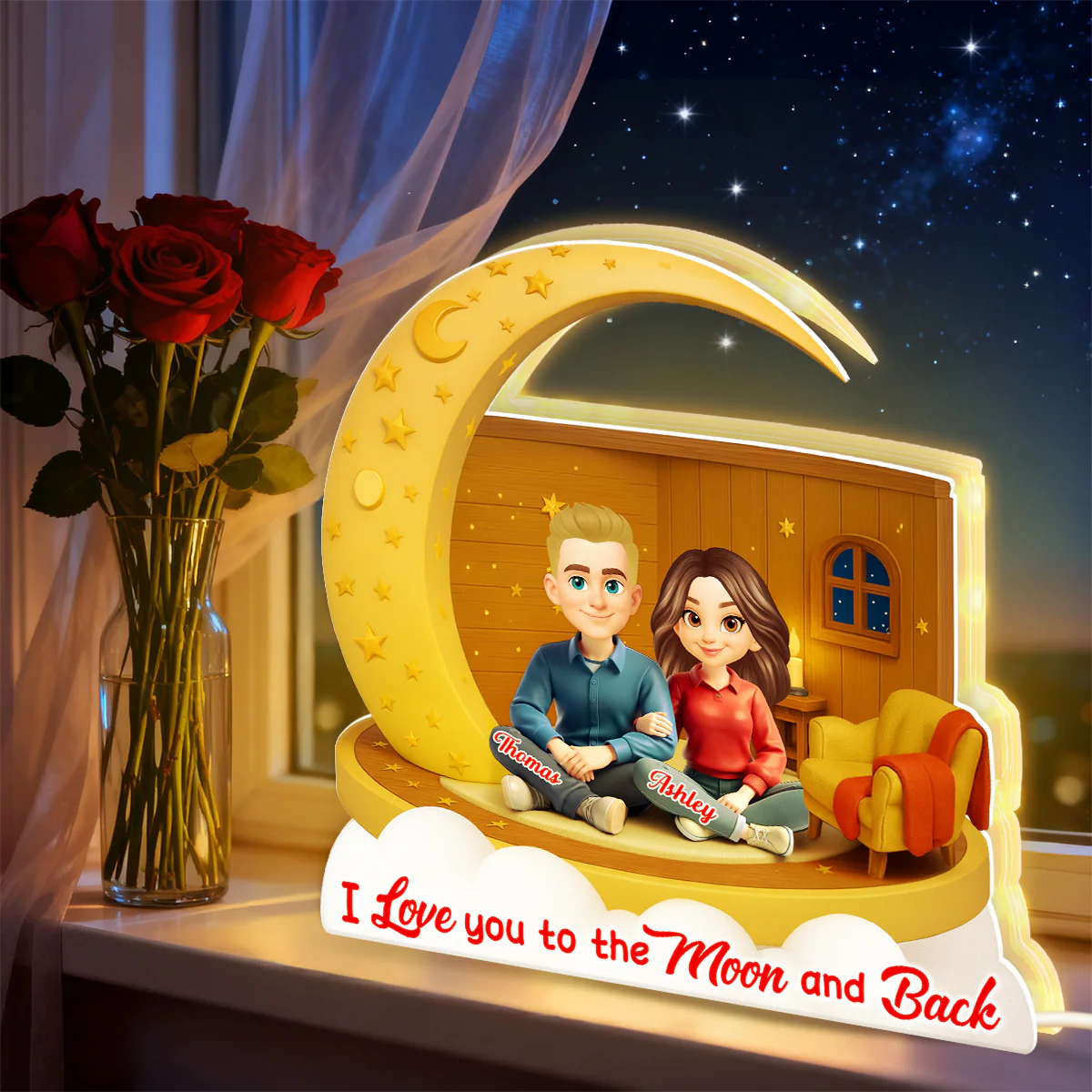 I Love You To The Moon And Back - Personalized Light Box - Gift for Couple, for Him, for Her - Image 2