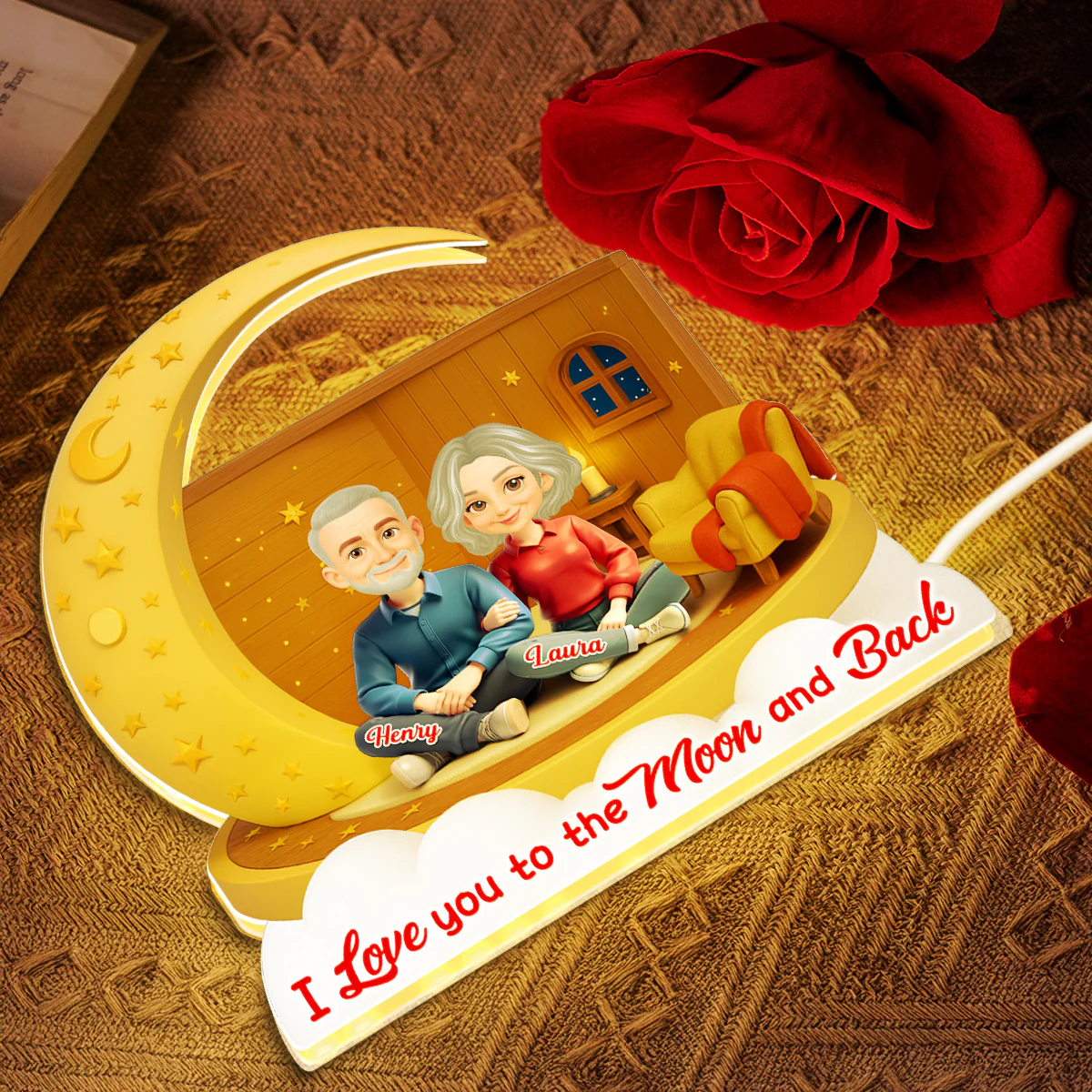 I Love You To The Moon And Back - Personalized Light Box - Gift for Couple, for Him, for Her - Image 3