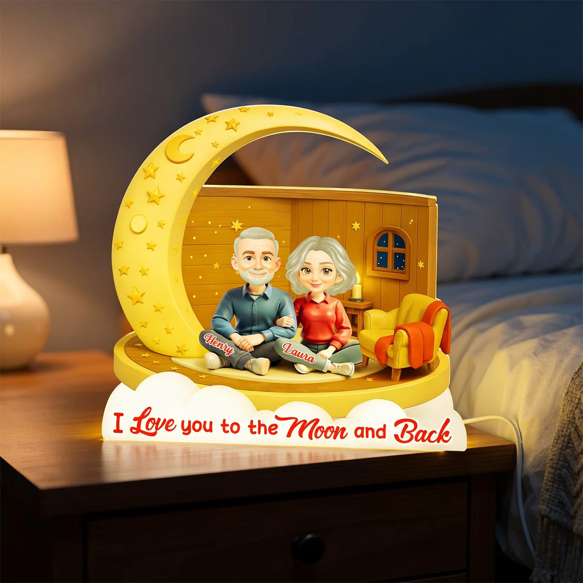 I Love You To The Moon And Back - Personalized Light Box - Gift for Couple, for Him, for Her - Image 4