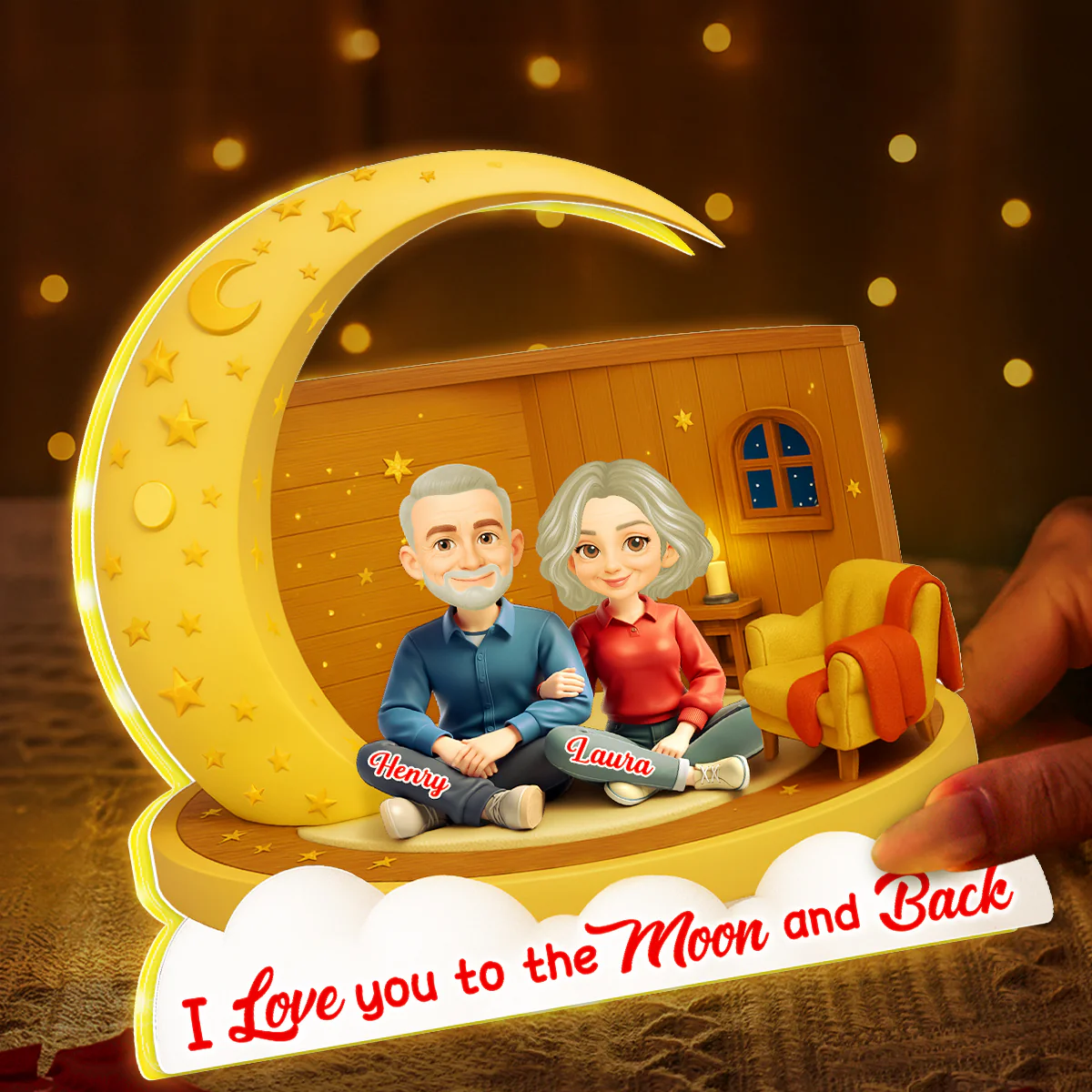 I Love You To The Moon And Back - Personalized Light Box - Gift for Couple, for Him, for Her - Image 8