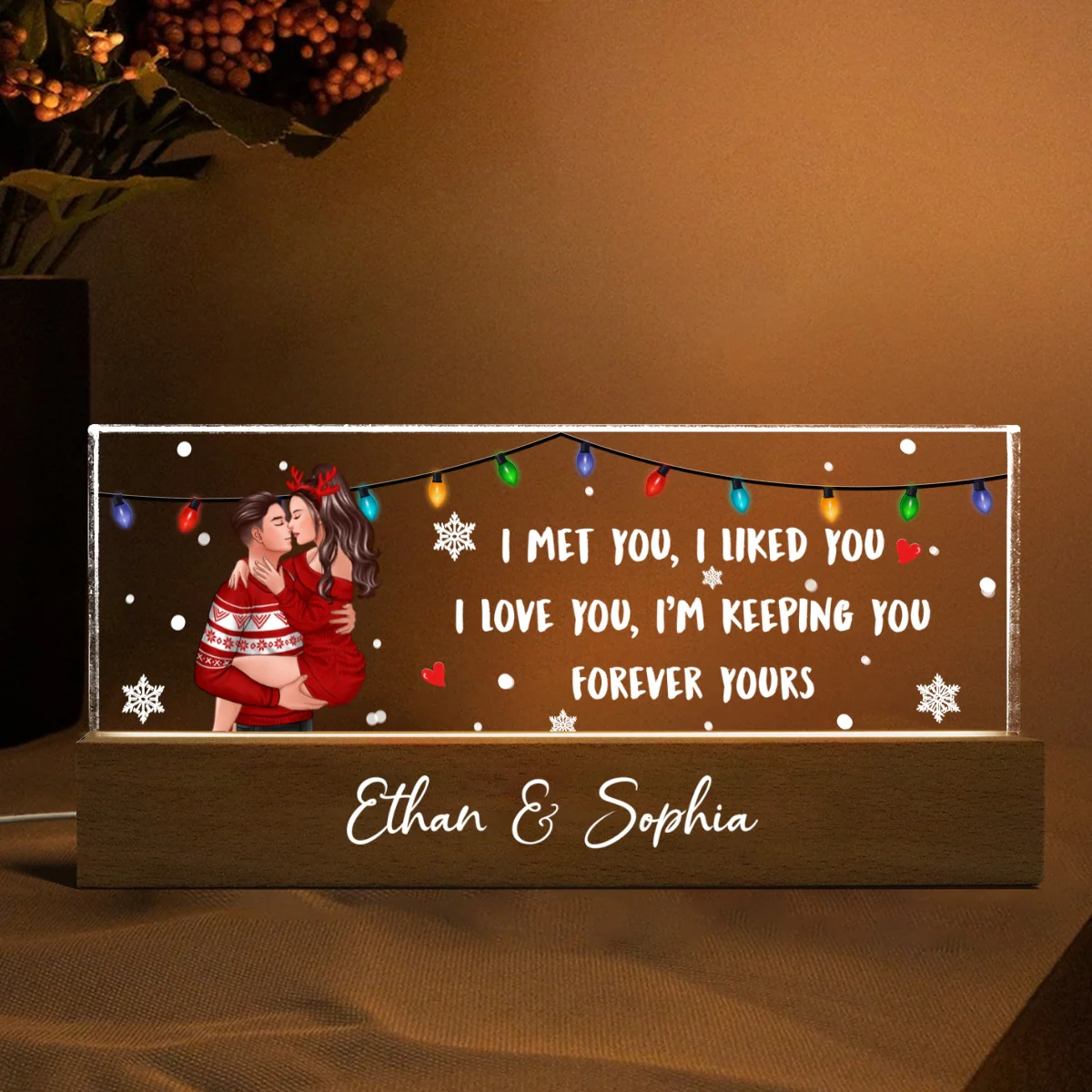 I Met You I Liked You I'm Keeping You Couple Personalized Acrylic Block LED Night Light, Christmas Gift for Him, for Her - Image 7