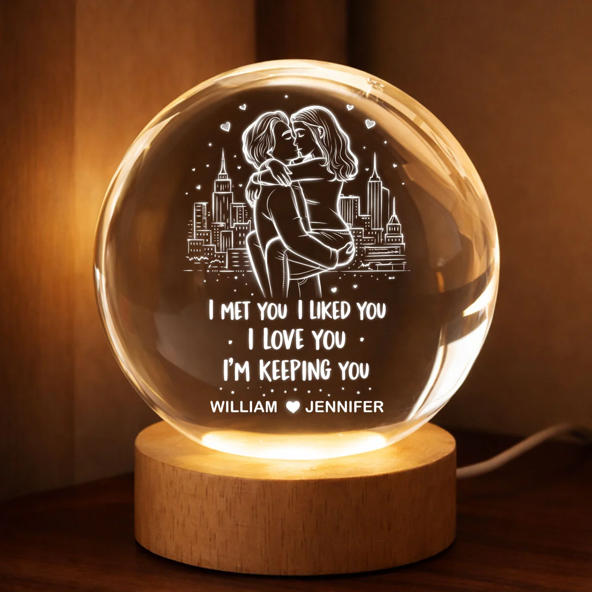 I Met You I Liked You I'm Keeping You - Personalized Crystal Ball LED Night Light - Heartfelt Valentine's Day Gift for Her, for Him - Image 12