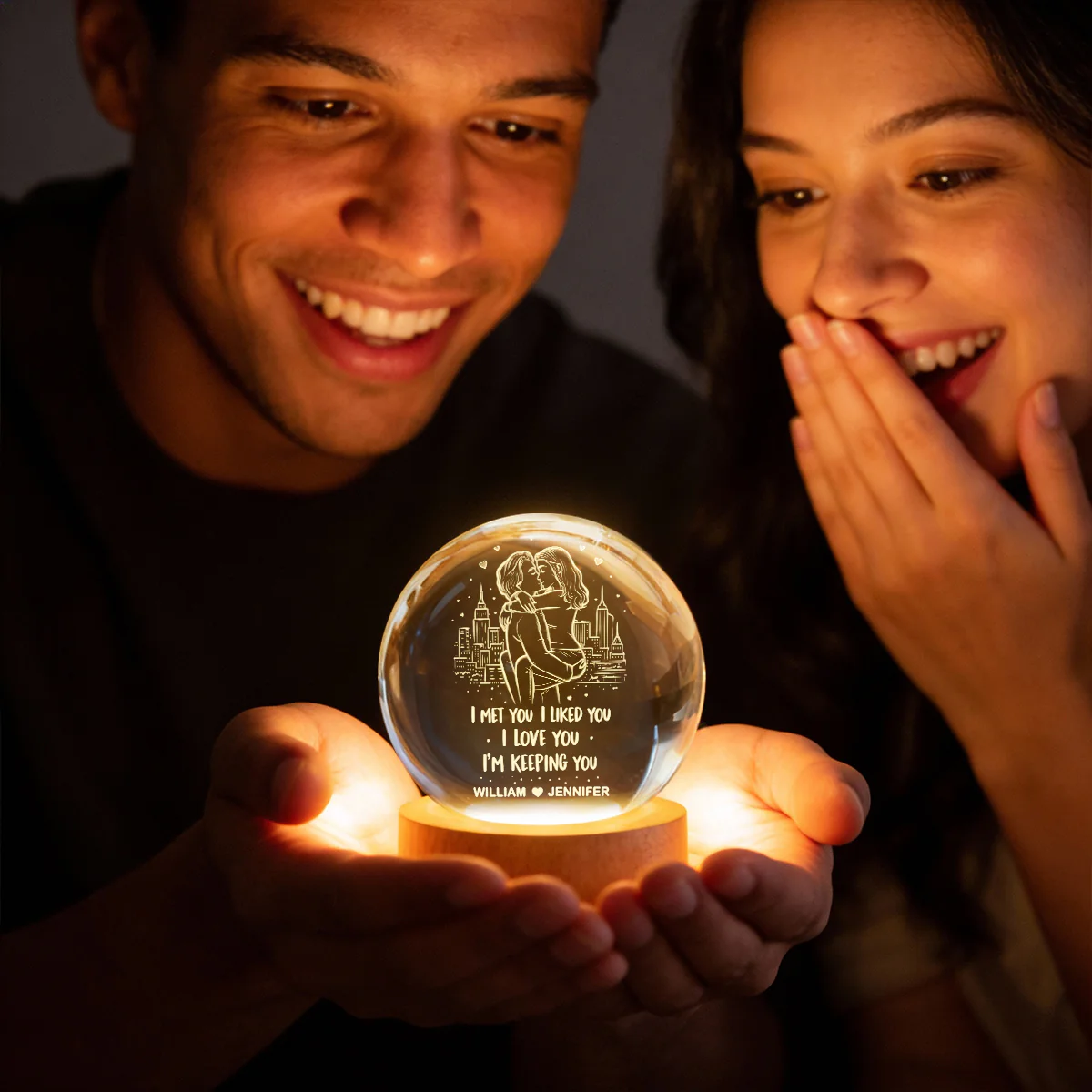 I Met You I Liked You I'm Keeping You - Personalized Crystal Ball LED Night Light - Heartfelt Valentine's Day Gift for Her, for Him - Image 6