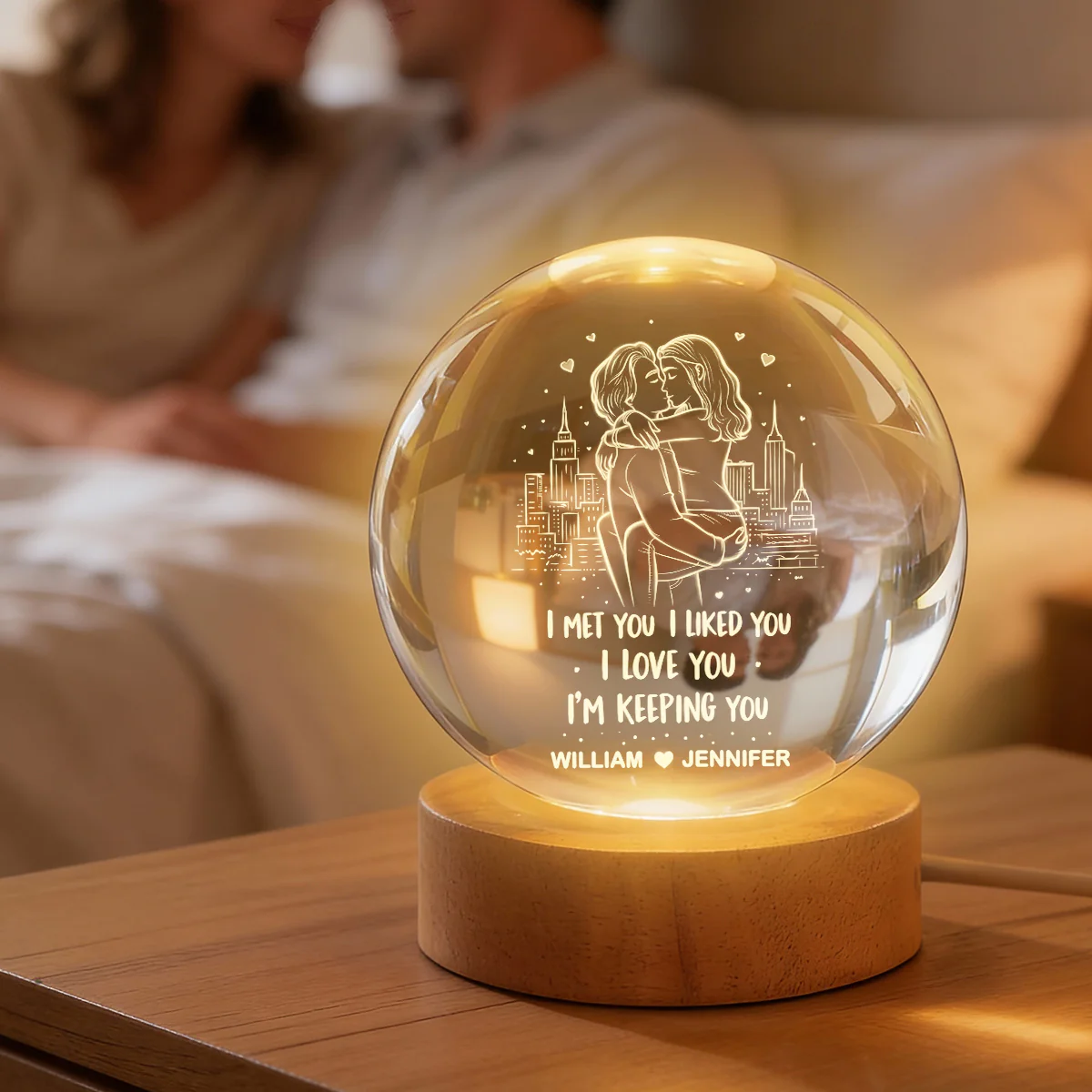 I Met You I Liked You I'm Keeping You - Personalized Crystal Ball LED Night Light - Heartfelt Valentine's Day Gift for Her, for Him - Image 7