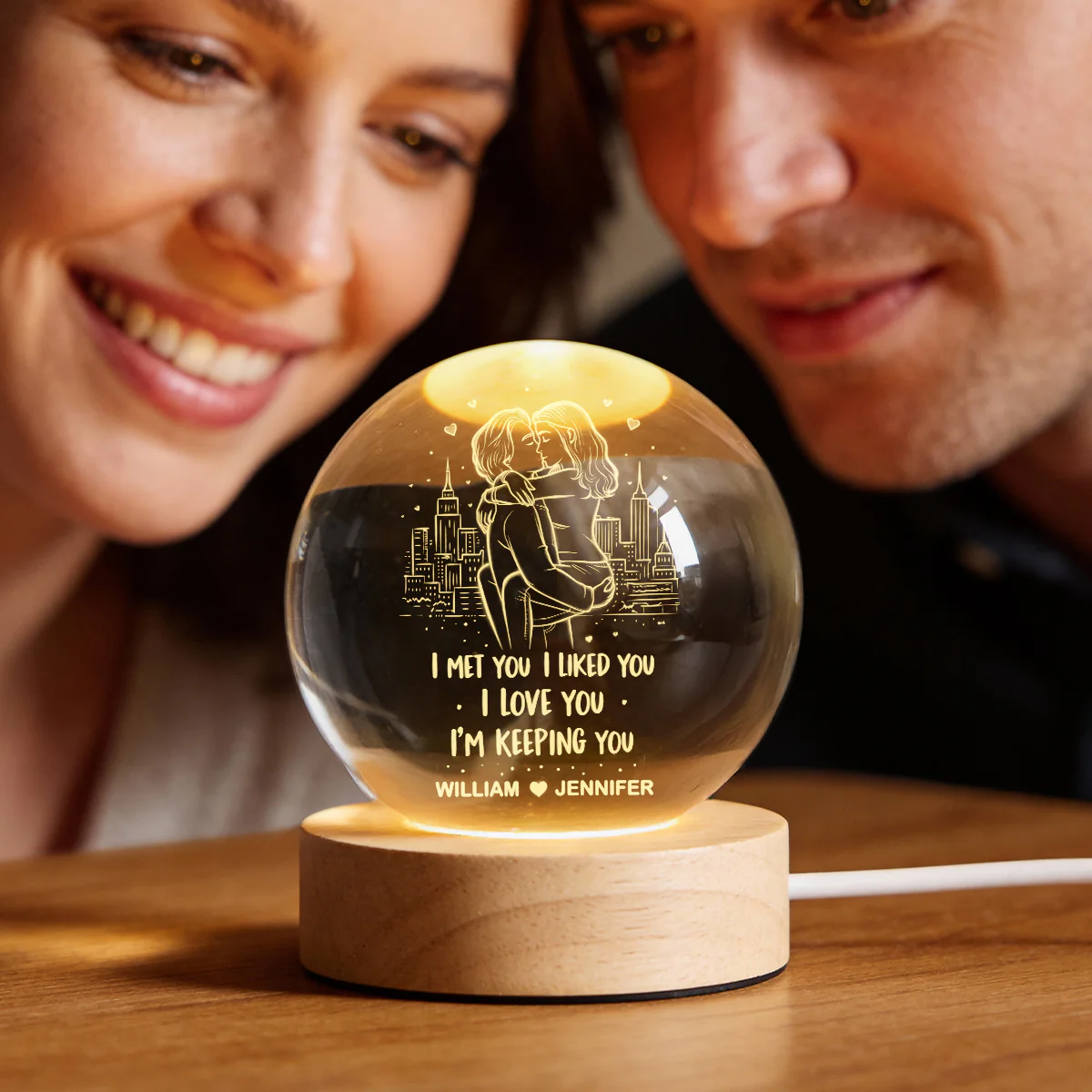 I Met You I Liked You I'm Keeping You - Personalized Crystal Ball LED Night Light - Heartfelt Valentine's Day Gift for Her, for Him - Image 8