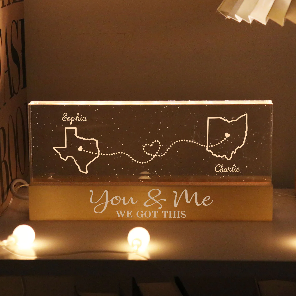 You & me we got this Personalized Acrylic LED Night Light, Heartfelt Anniversary Gift For Girlfriend, For Wife - Image 2