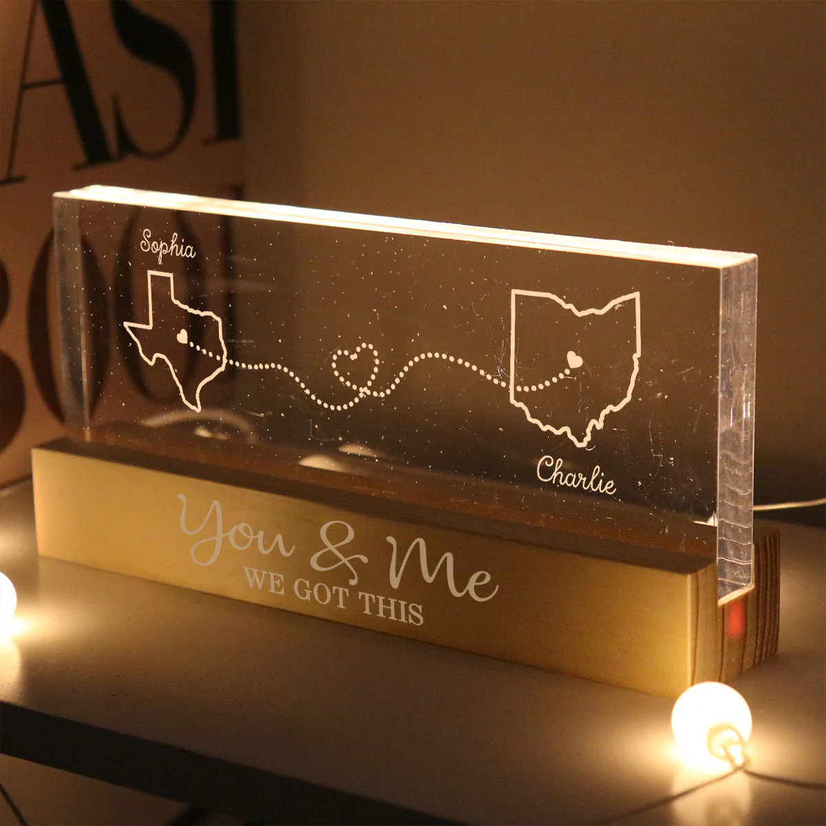 You & me we got this Personalized Acrylic LED Night Light, Heartfelt Anniversary Gift For Girlfriend, For Wife - Image 3