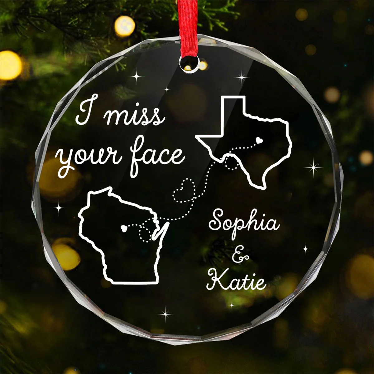 I Miss Your Face Long Distance Besties Personalized Glass Ornament, Christmas Gift For Best Friends - Image 6