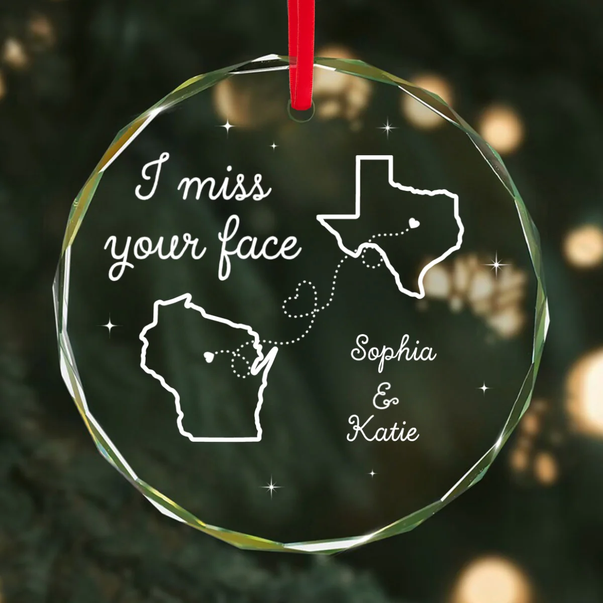 I Miss Your Face Long Distance Besties Personalized Glass Ornament, Christmas Gift For Best Friends - Image 8