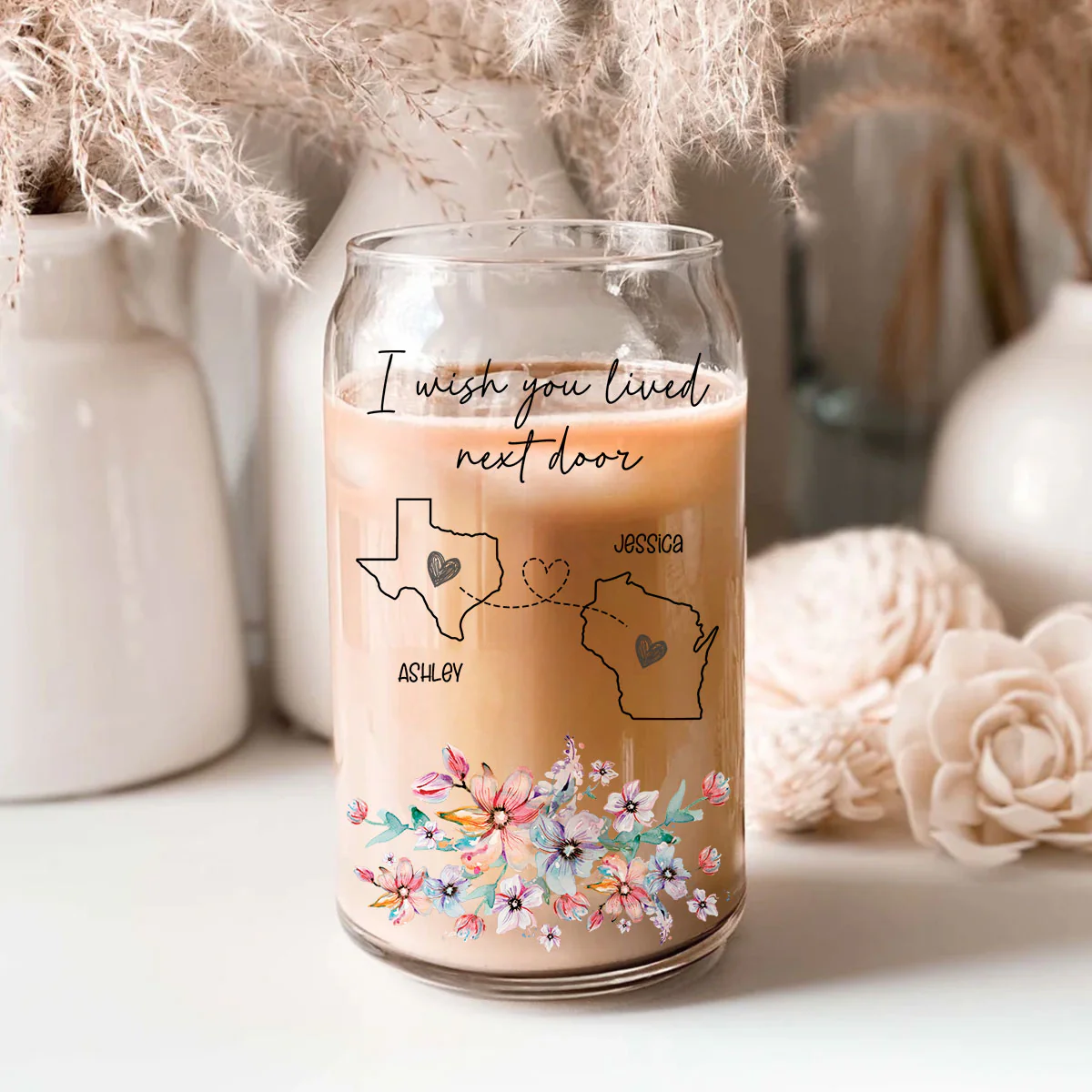 I Miss Your Face Personalized Glass Can, Best Friend Wine Glass, Long Distance Friendship Gift - Image 5