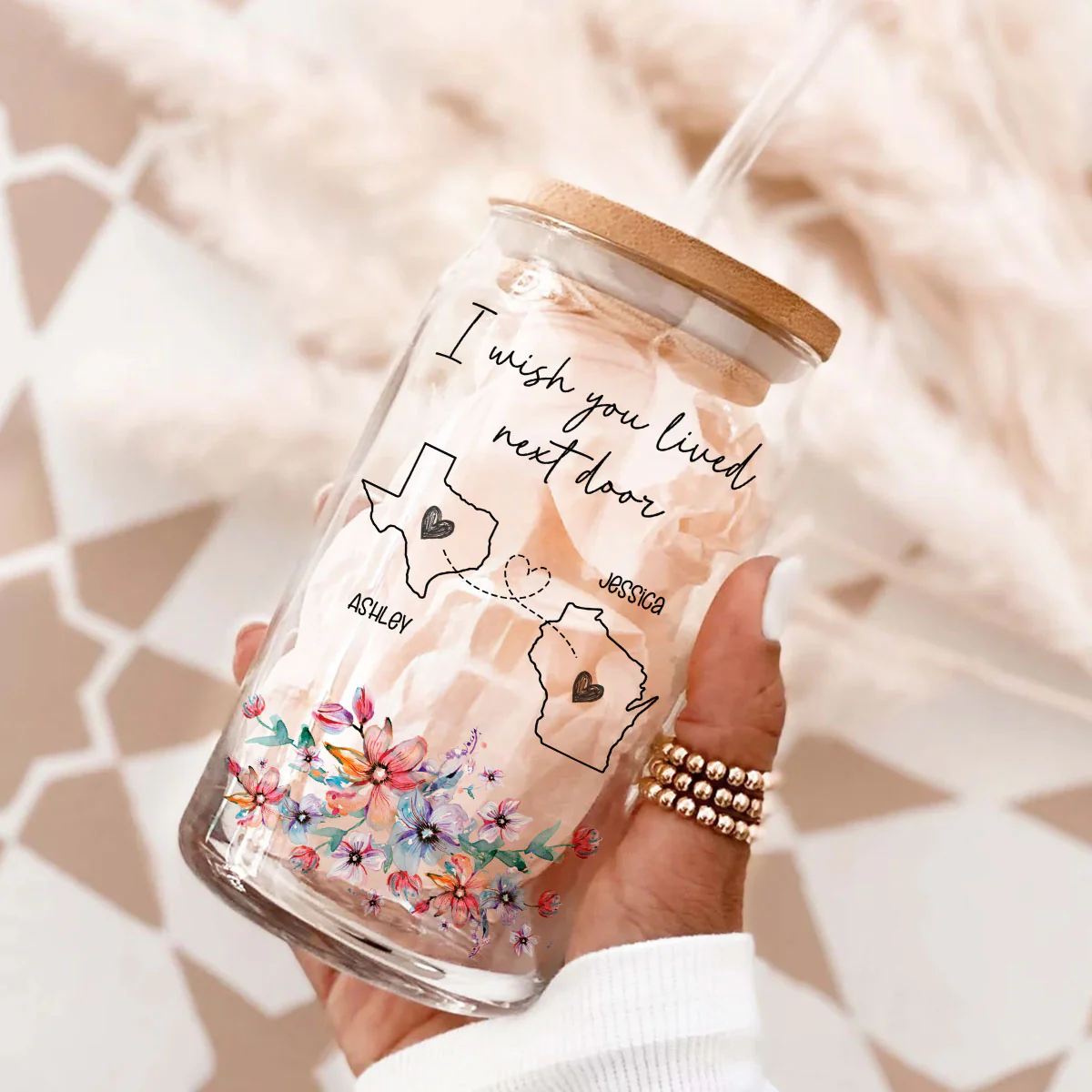 I Miss Your Face Personalized Glass Can, Best Friend Wine Glass, Long Distance Friendship Gift - Image 6