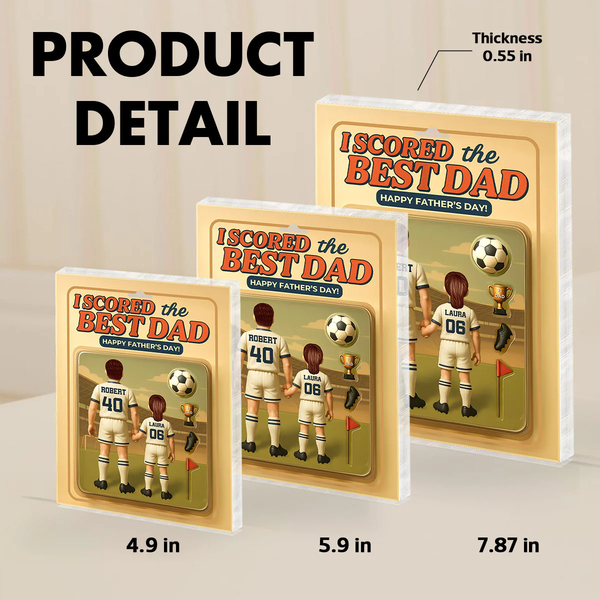 I Scored The Best Dad Soccer Custom Figure Personalized Acrylic Block Plaque, Gift for Dad, Gift for Husband - Image 10