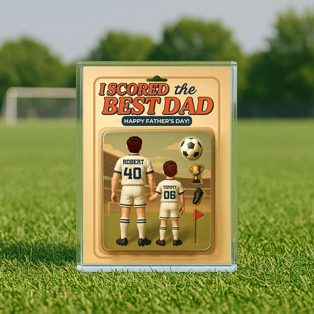 I Scored The Best Dad Soccer Custom Figure Personalized Acrylic Block Plaque, Gift for Dad, Gift for Husband - Image 2