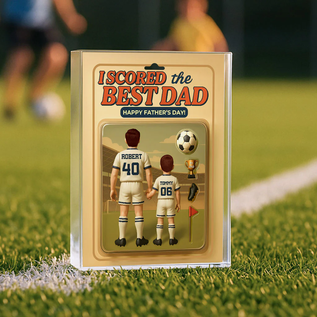 I Scored The Best Dad Soccer Custom Figure Personalized Acrylic Block Plaque, Gift for Dad, Gift for Husband - Image 3