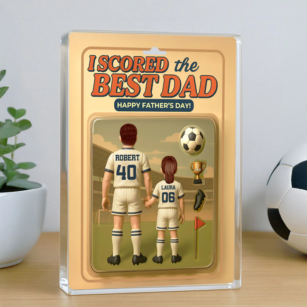 I Scored The Best Dad Soccer Custom Figure Personalized Acrylic Block Plaque, Gift for Dad, Gift for Husband - Image 4