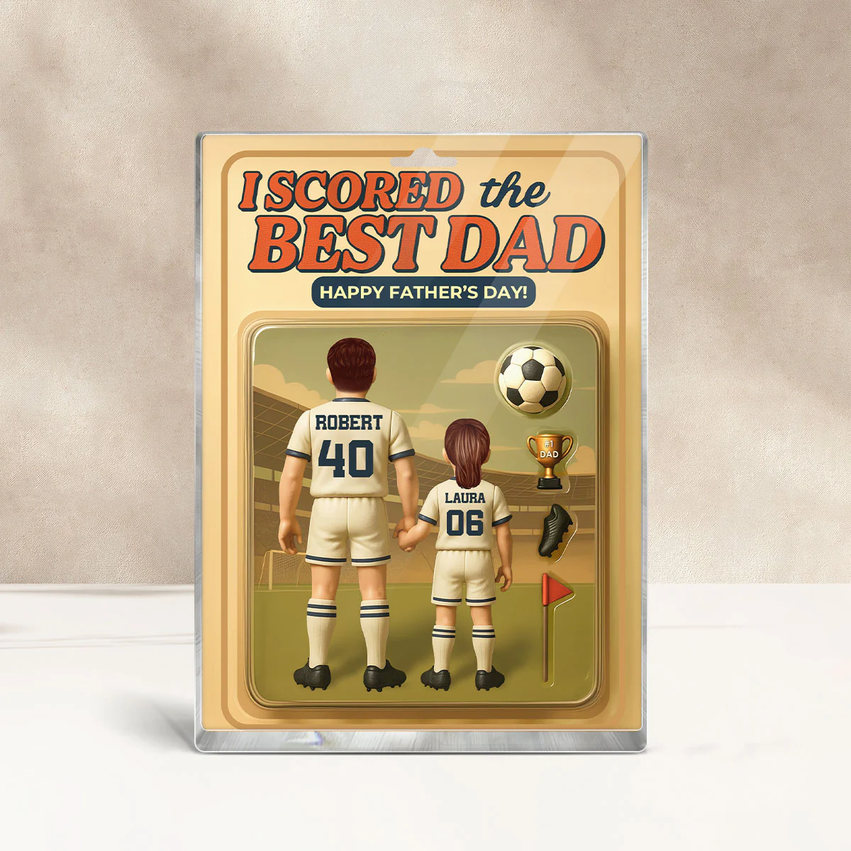I Scored The Best Dad Soccer Custom Figure Personalized Acrylic Block Plaque, Gift for Dad, Gift for Husband - Image 5