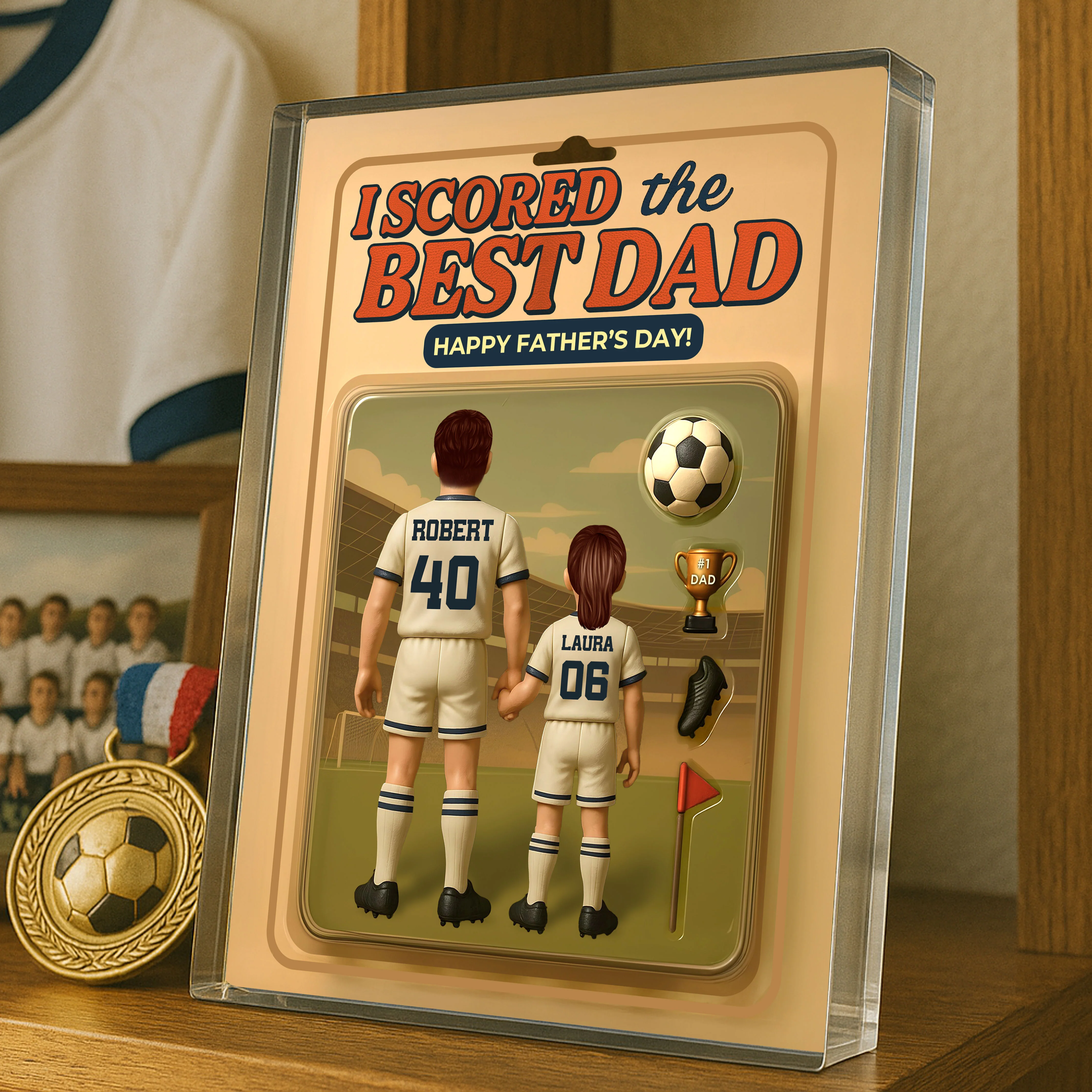 I Scored The Best Dad Soccer Custom Figure Personalized Acrylic Block Plaque, Gift for Dad, Gift for Husband - Image 7