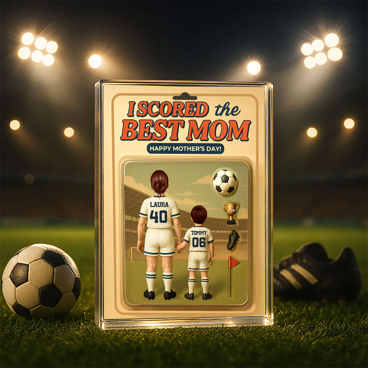 I Scored The Best Mom Soccer Custom Figure Personalized Acrylic Block Plaque, Gift for Mom, Gift for Wife - Image 2
