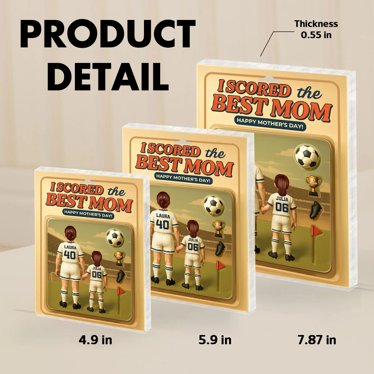 I Scored The Best Mom Soccer Custom Figure Personalized Acrylic Block Plaque, Gift for Mom, Gift for Wife - Image 4