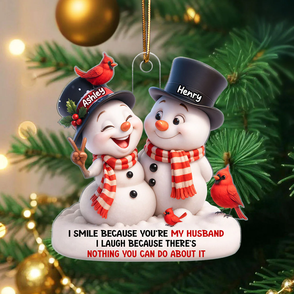 I Smile Because You're My Husband - Personalized Acrylic Ornament - Funny Christmas Gift for him, Gift for her - Image 4