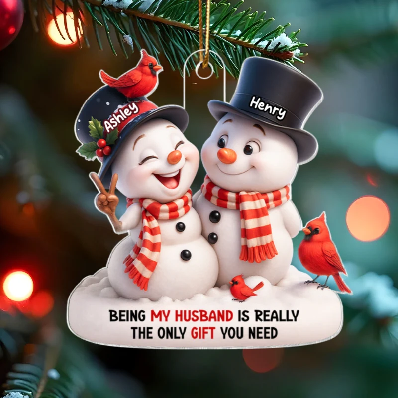 I Smile Because You're My Husband - Personalized Acrylic Ornament - Funny Christmas Gift for him, Gift for her - Image 8