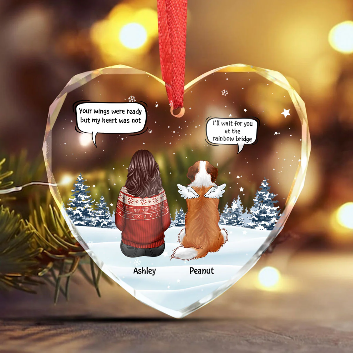 I Still Talk About You Dog Cat Memorial - Personalized Glass Ornament - Memorial Christmas Gift For Dog Lovers, Cat Lovers - Image 3