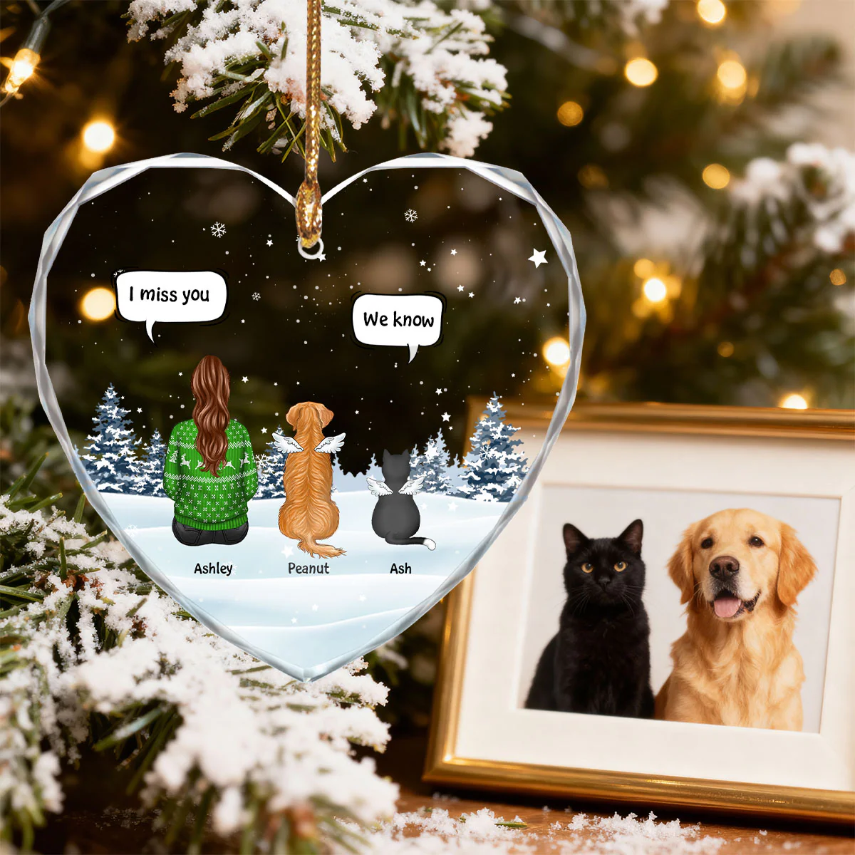 I Still Talk About You Dog Cat Memorial - Personalized Glass Ornament - Memorial Christmas Gift For Dog Lovers, Cat Lovers - Image 4