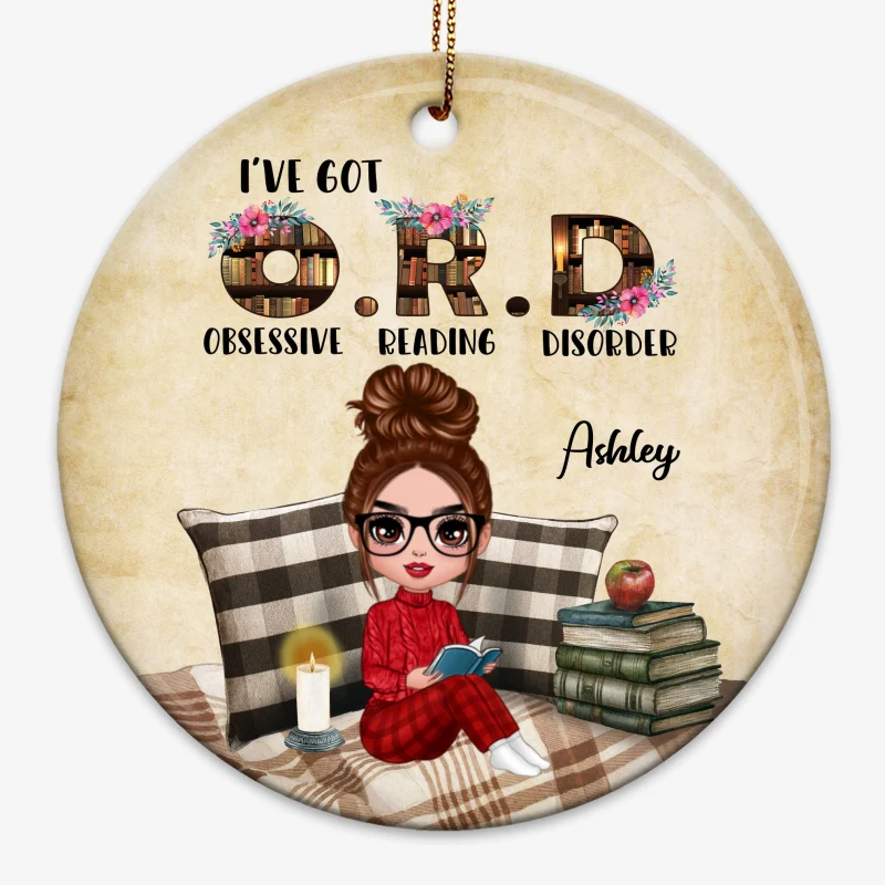I‘ve Got Obsessive Reading Disorder Personalized Circle Ornament - Image 3