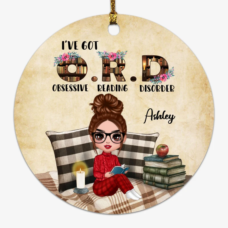 I‘ve Got Obsessive Reading Disorder Personalized Circle Ornament - Image 4