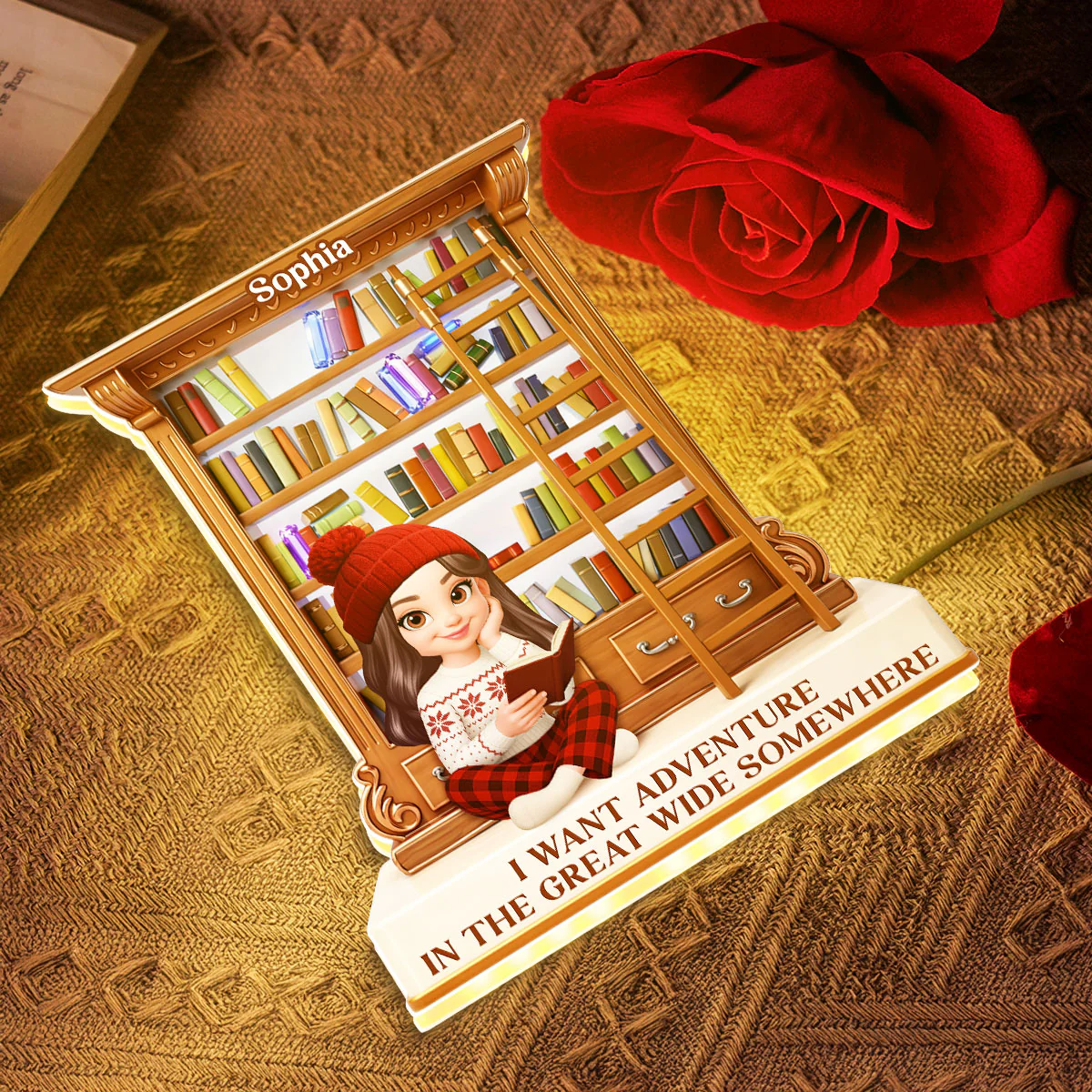 I Want Adventure In The Great Wide Somewhere - Personalized Light Box - Gift for Book Lovers - Image 6