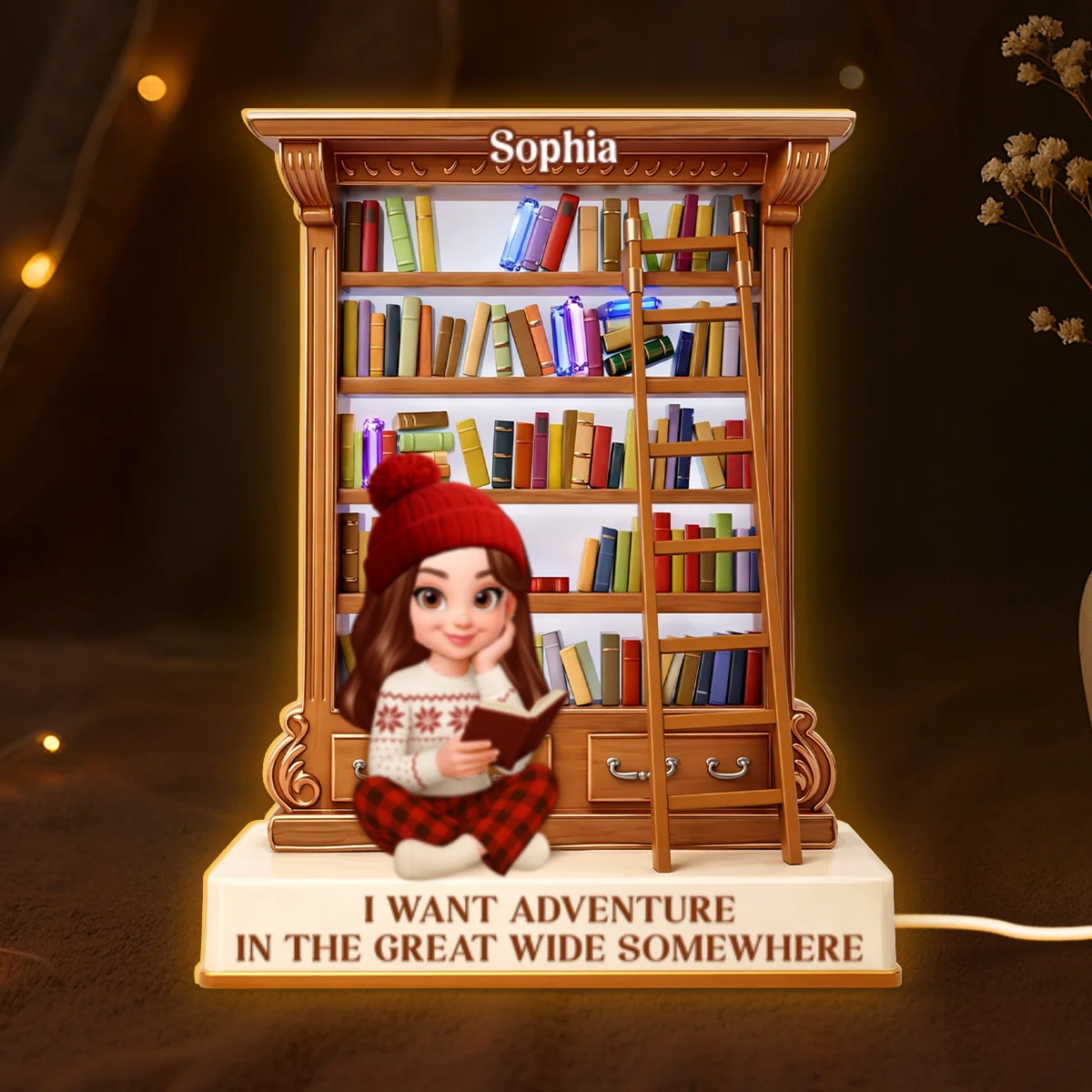 I Want Adventure In The Great Wide Somewhere - Personalized Light Box - Gift for Book Lovers - Image 8
