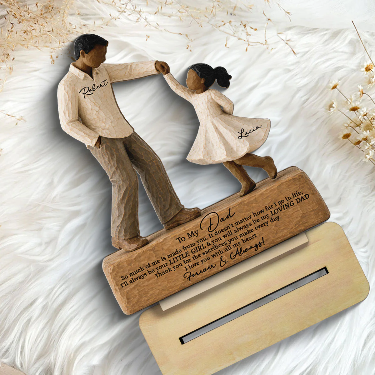 I Will Always Be Your Little Girl Father & Daughter Dancing 2D Flat Printed - Personalized 2-Layered Wooden Plaque - Sentimental Gift For Dad From Daughter - Image 4