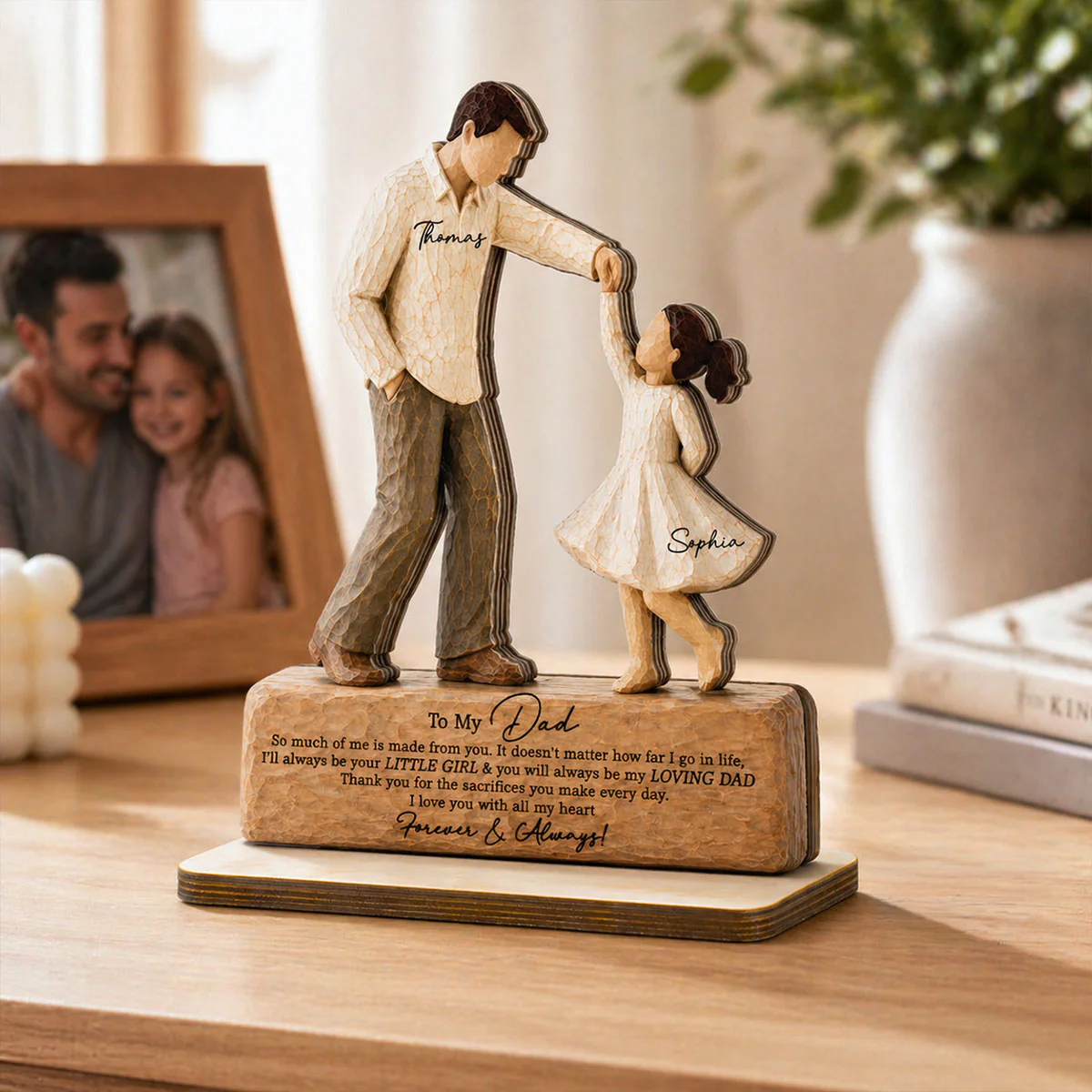 I Will Always Be Your Little Girl Father & Daughter Dancing 2D Flat Printed - Personalized 2-Layered Wooden Plaque - Sentimental  Gift For Dad From Daughter - Image 11