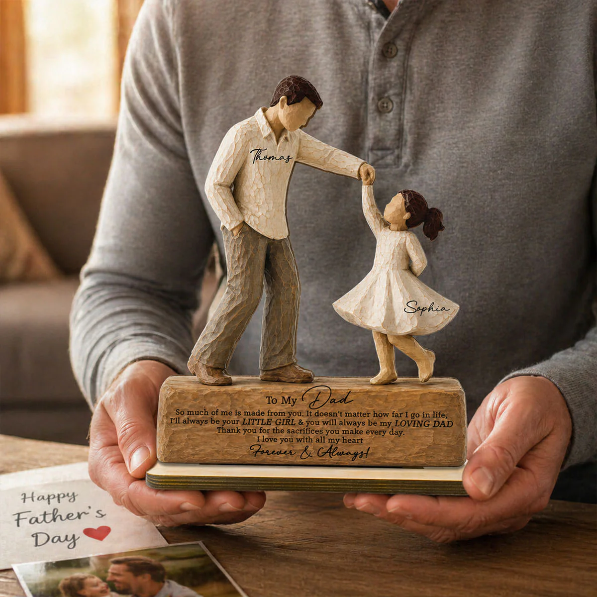 I Will Always Be Your Little Girl Father & Daughter Dancing 2D Flat Printed - Personalized 2-Layered Wooden Plaque - Sentimental  Gift For Dad From Daughter - Image 5