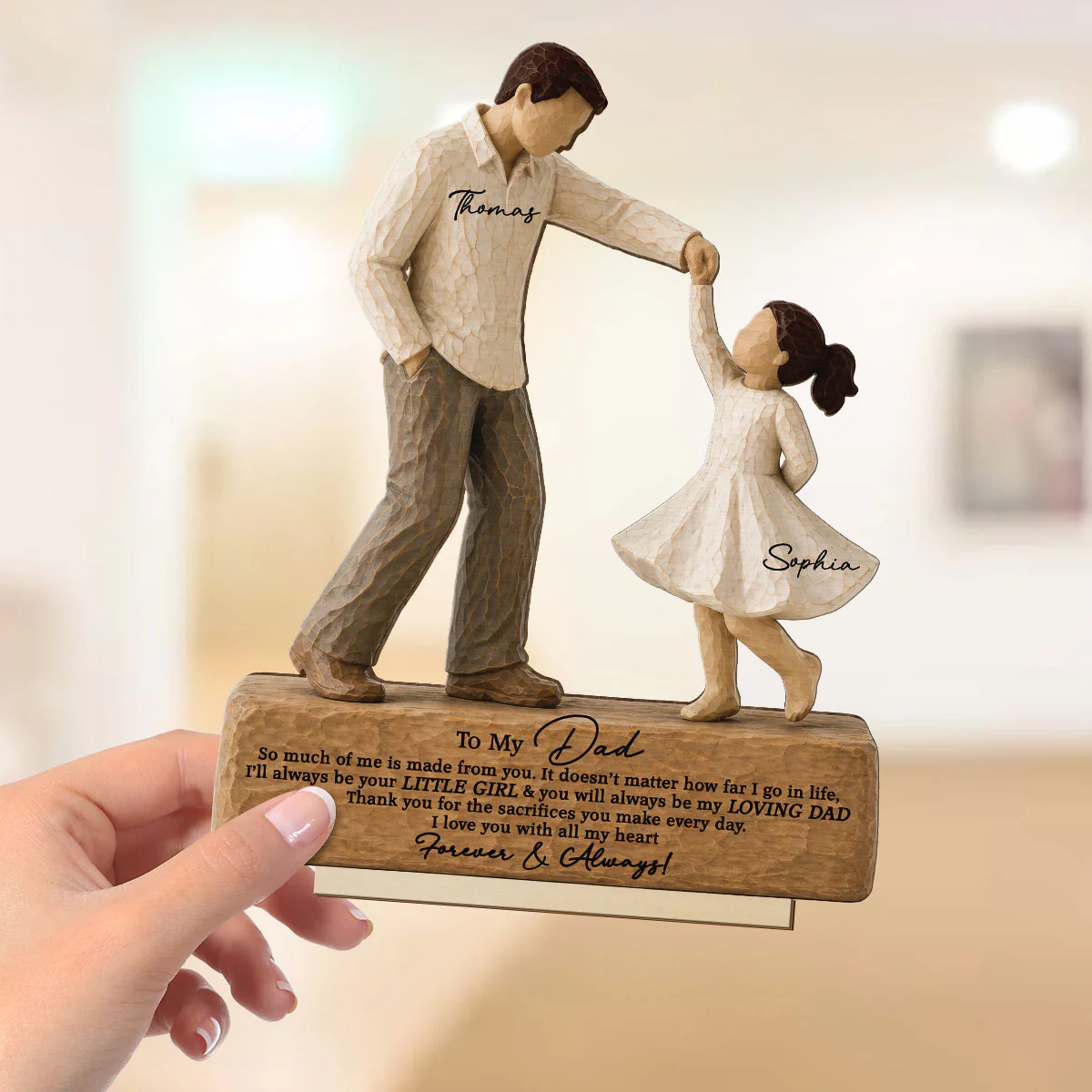 I Will Always Be Your Little Girl Father & Daughter Dancing 2D Flat Printed - Personalized 2-Layered Wooden Plaque - Sentimental  Gift For Dad From Daughter - Image 7