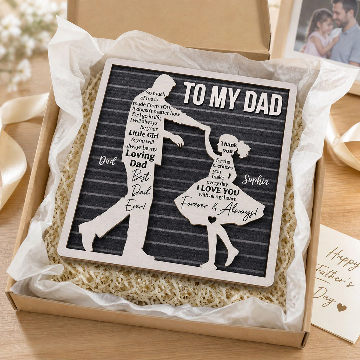 I Will Always Be Your Little Girl Father & Daughter Dancing - Personalized 2-Layered Wooden Plaque - Sentimental  Gift For Dad From Daughter - Image 2