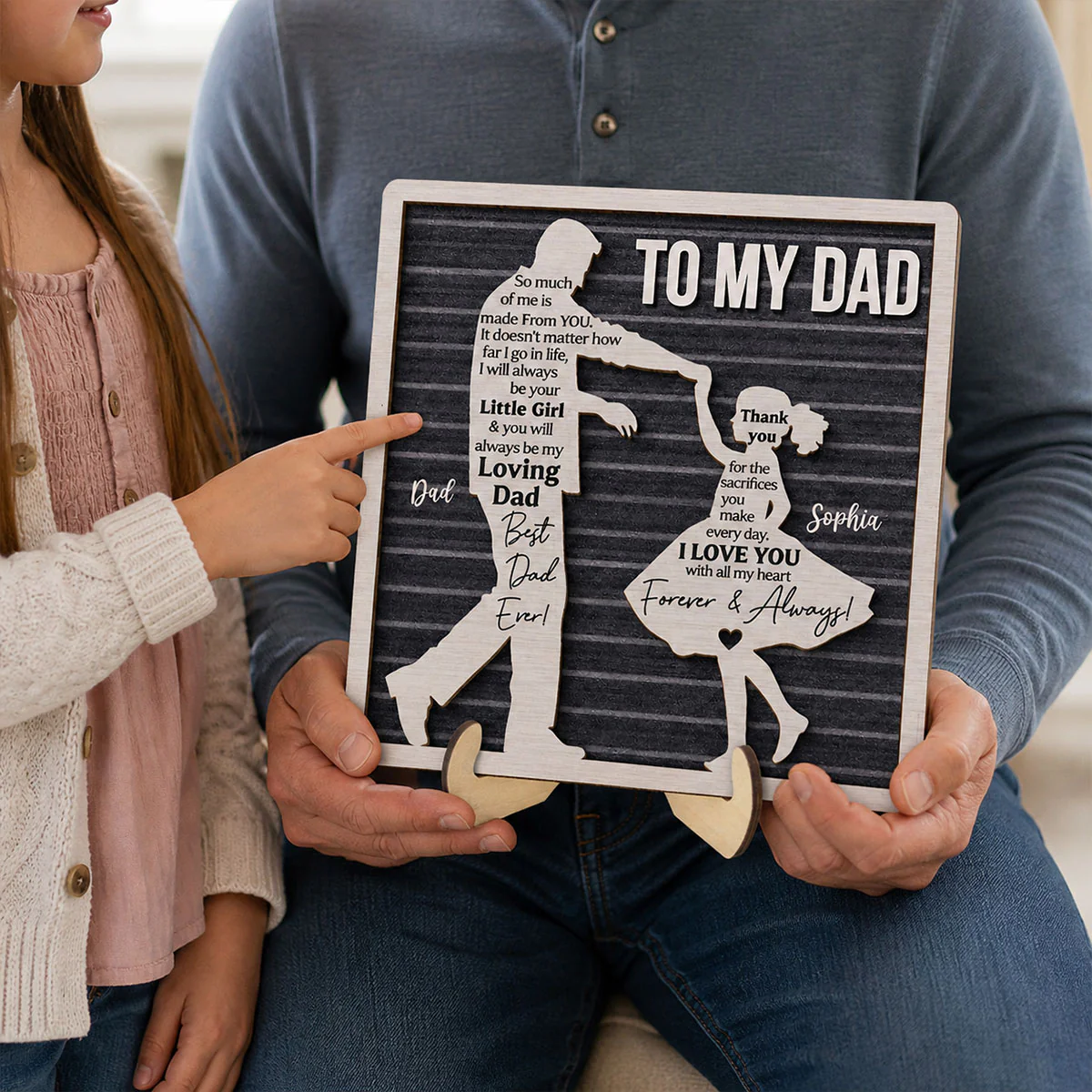 I Will Always Be Your Little Girl Father & Daughter Dancing - Personalized 2-Layered Wooden Plaque - Sentimental  Gift For Dad From Daughter - Image 4