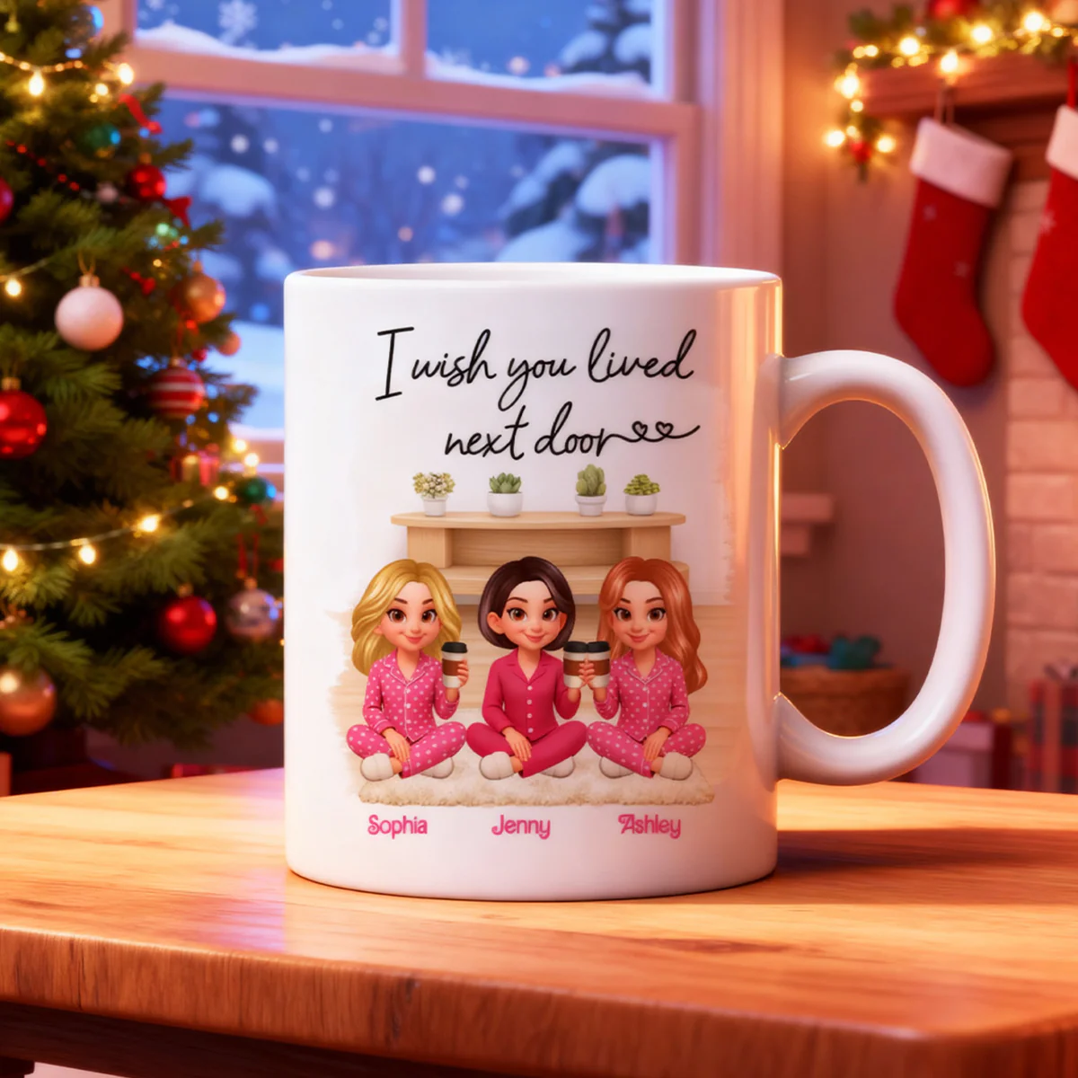 I Wish You Lived Next Door Best Friends - Personalized Mug - Christmas Gift for Besties - Image 2