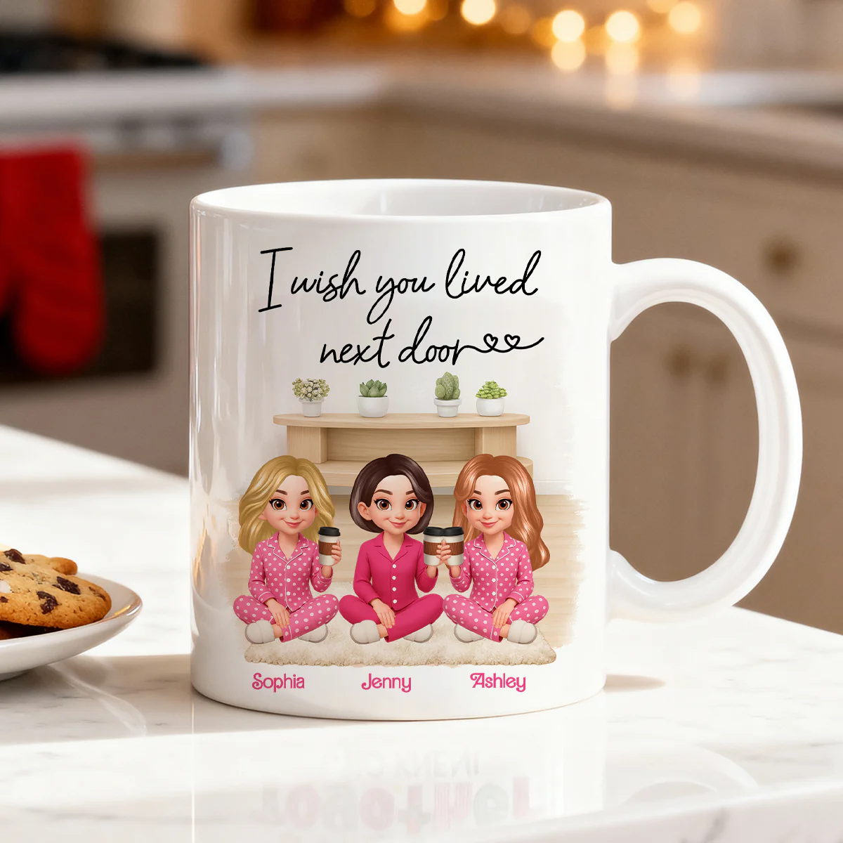 I Wish You Lived Next Door Best Friends - Personalized Mug - Christmas Gift for Besties - Image 3