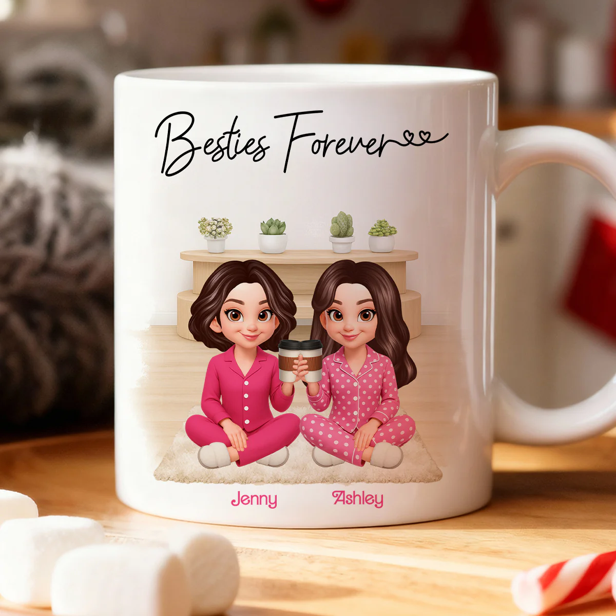 I Wish You Lived Next Door Best Friends - Personalized Mug - Christmas Gift for Besties - Image 4