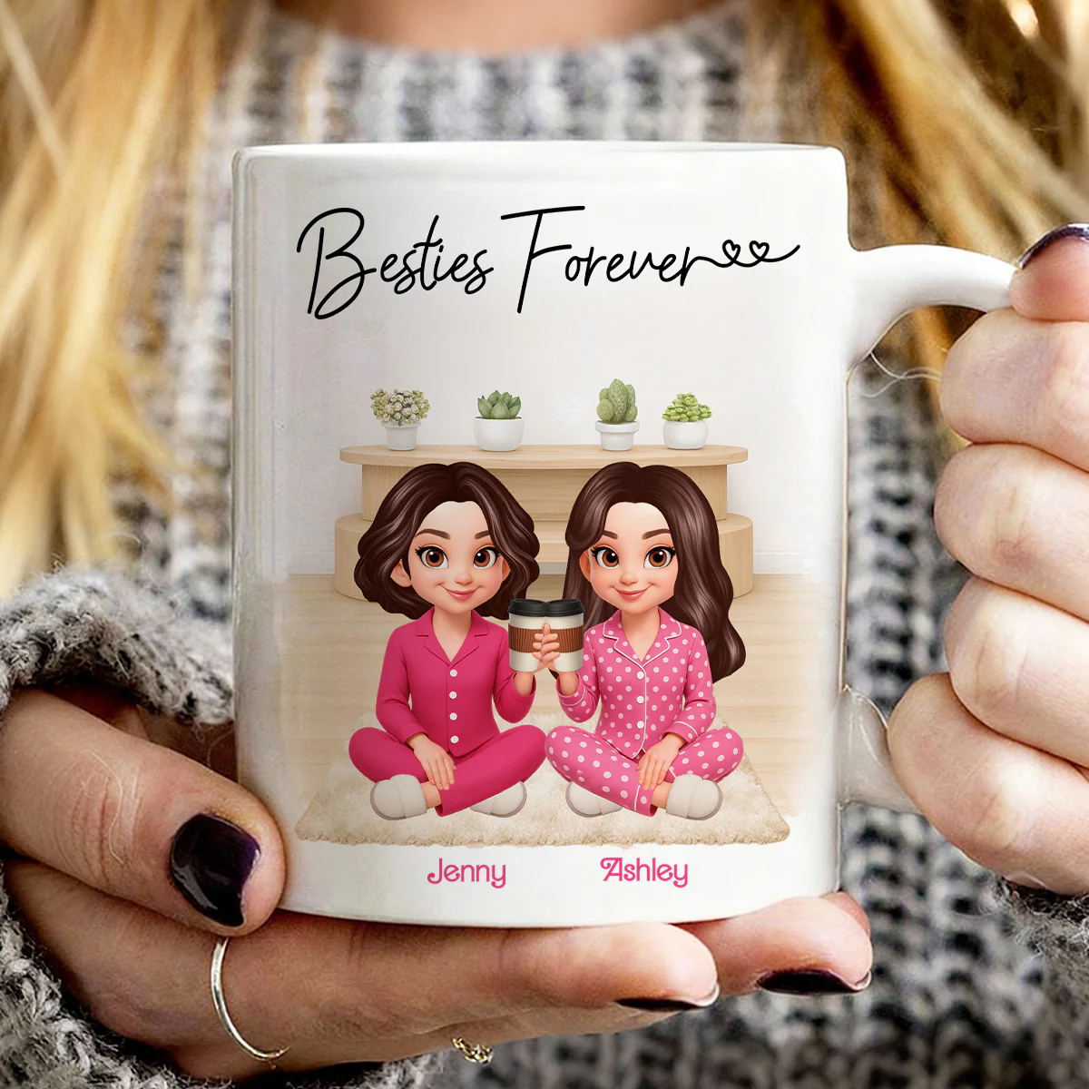I Wish You Lived Next Door Best Friends - Personalized Mug - Christmas Gift for Besties - Image 5