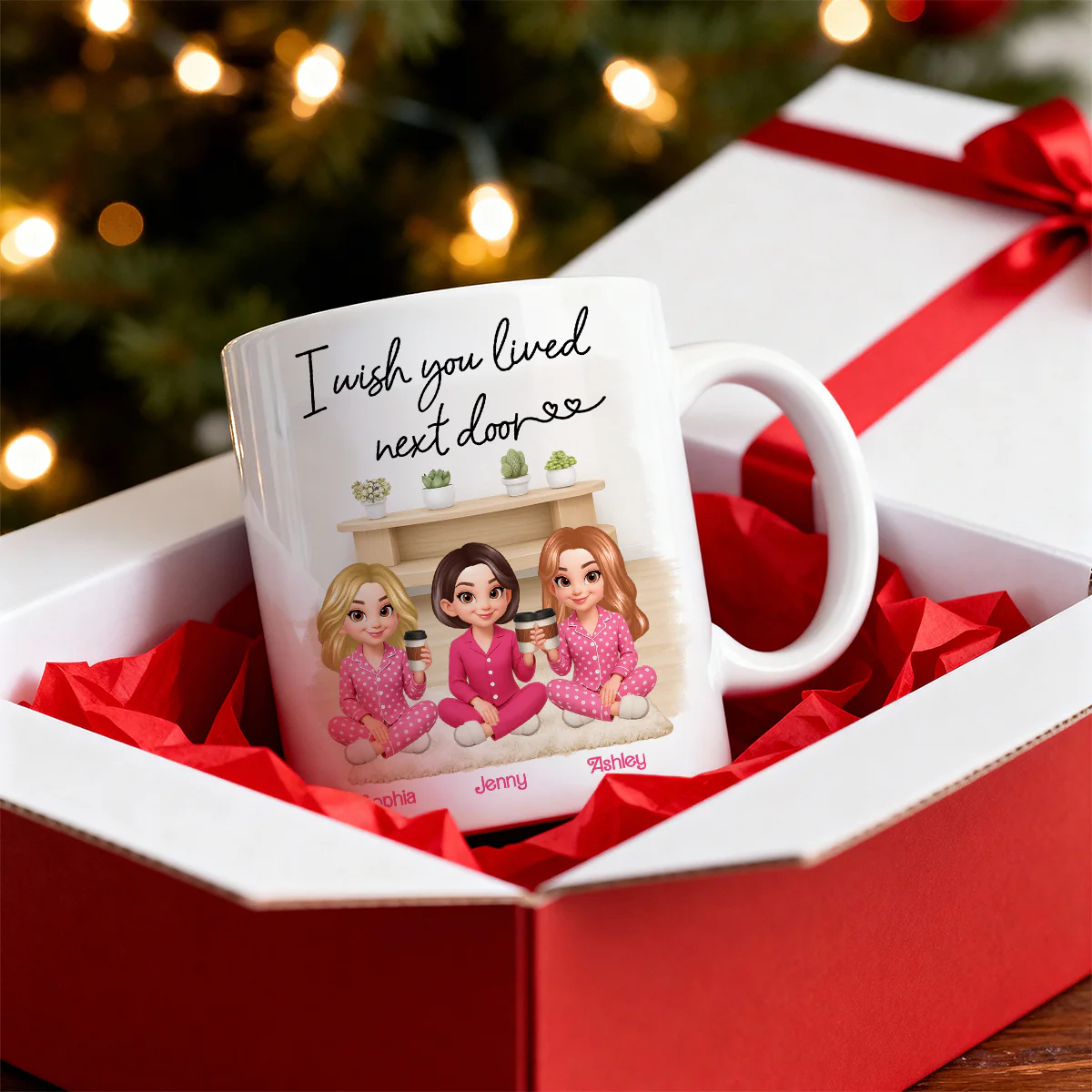 I Wish You Lived Next Door Best Friends - Personalized Mug - Christmas Gift for Besties - Image 6