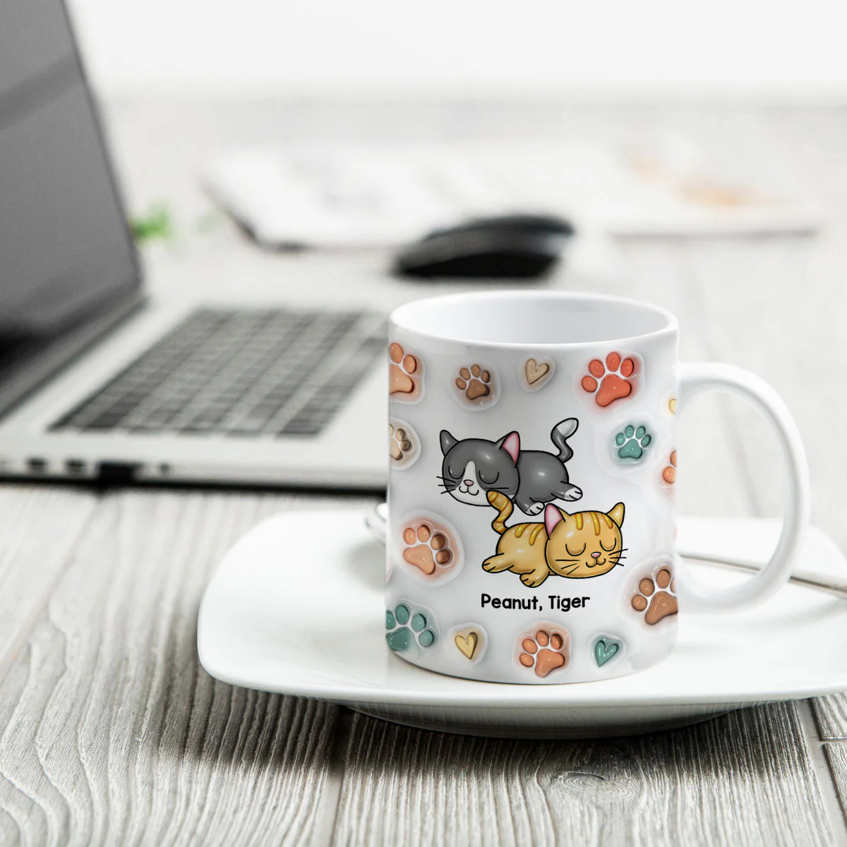 I Work Hard So My Cats Can Have A Better Life, 3D Inflated Personalized Mug, Gift For Cat Moms - Image 5