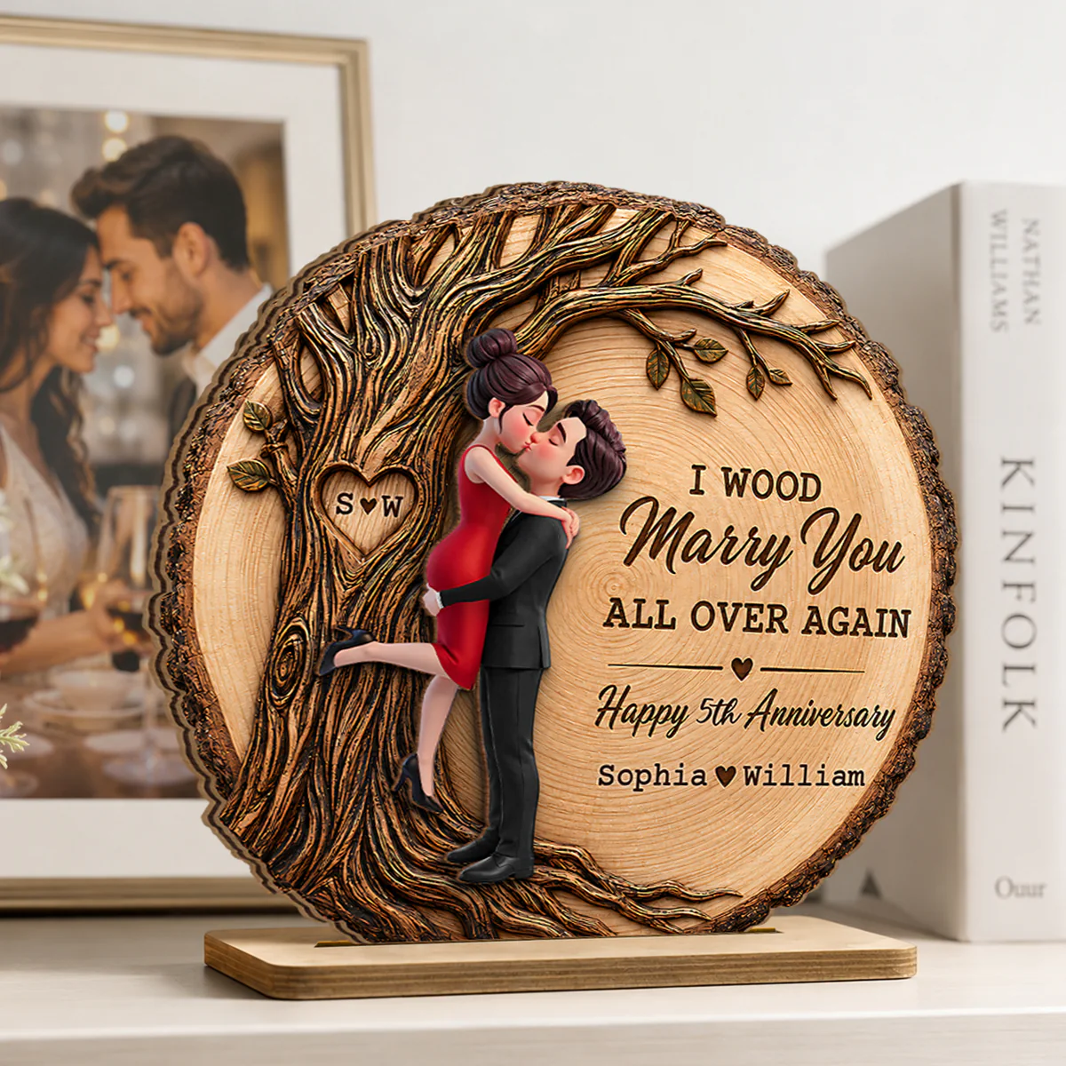 I Would Marry You All Over Again - Personalized 2-Layered Wooden Plaque - Couple Anniversary Gift for Her, for Him